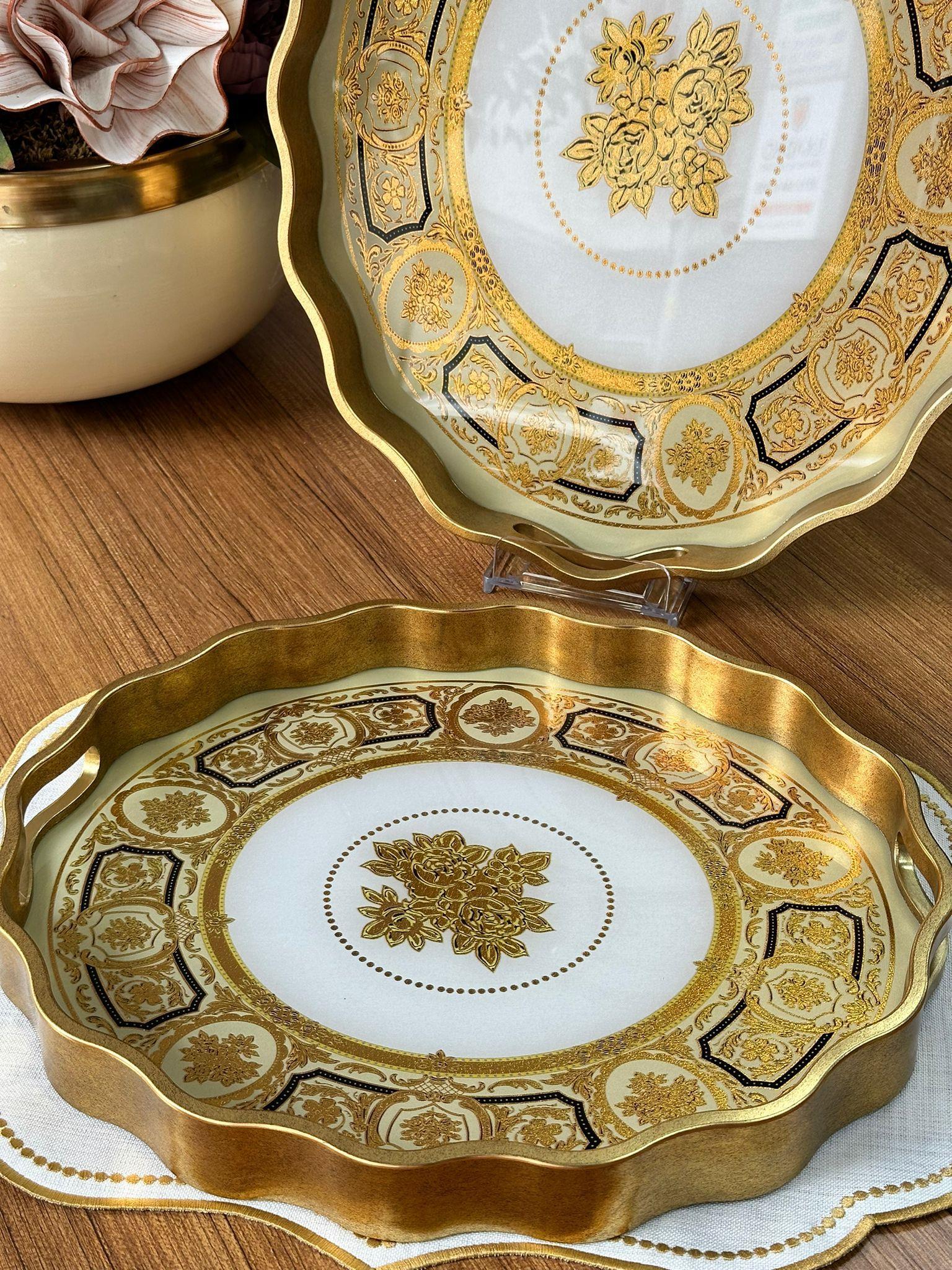 Luxury 2'li Oval Ahşap Tepsi
