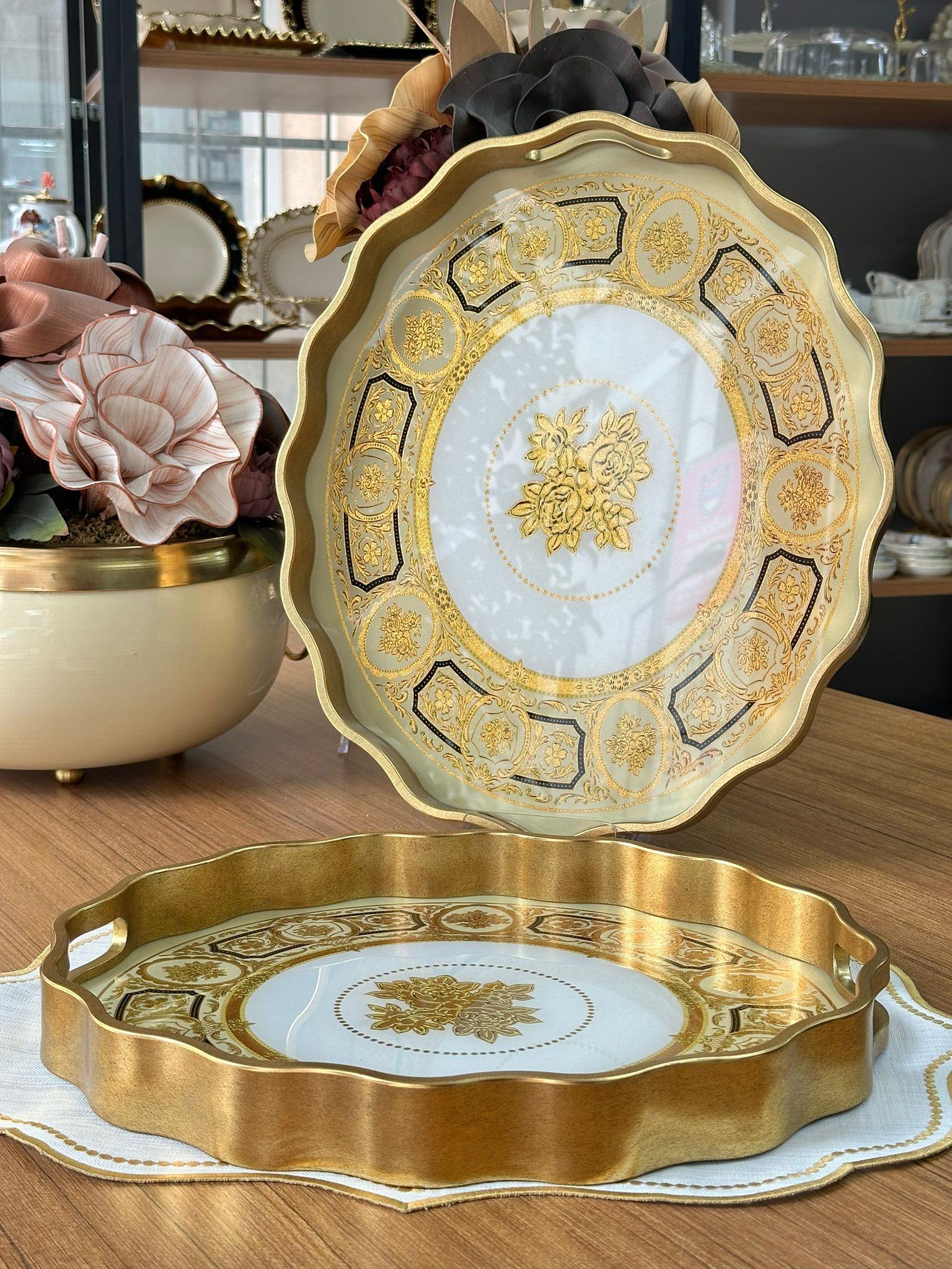Luxury 2'li Oval Ahşap Tepsi