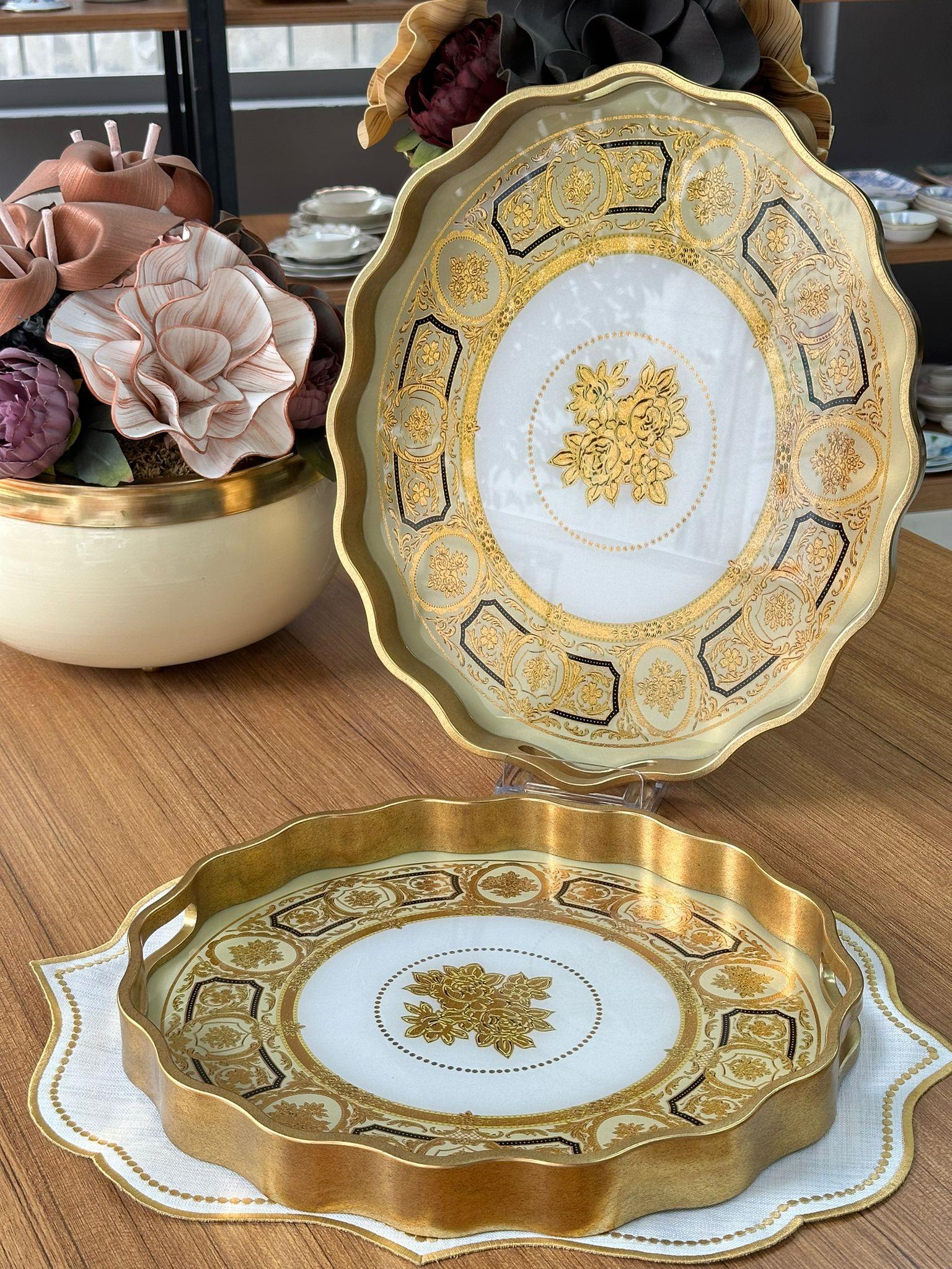 Luxury 2'li Oval Ahşap Tepsi