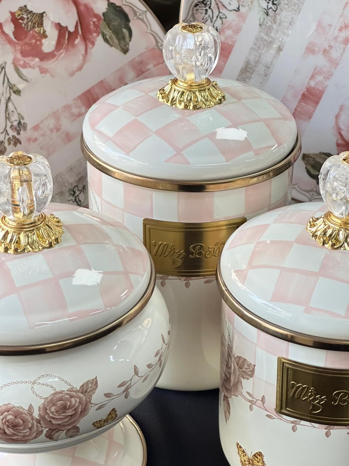 Rosadora Emaye 3 Parça Kavanoz Set