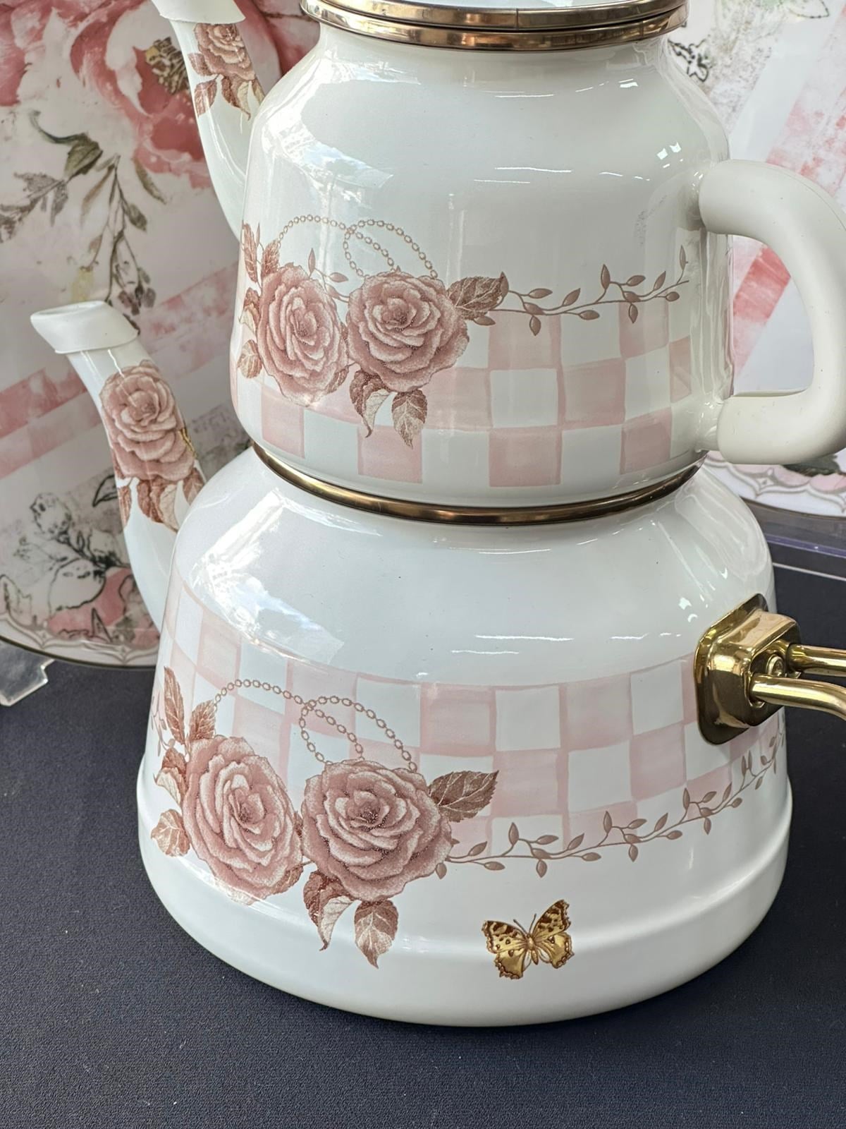 Rosadora Emaye Çaydanlık