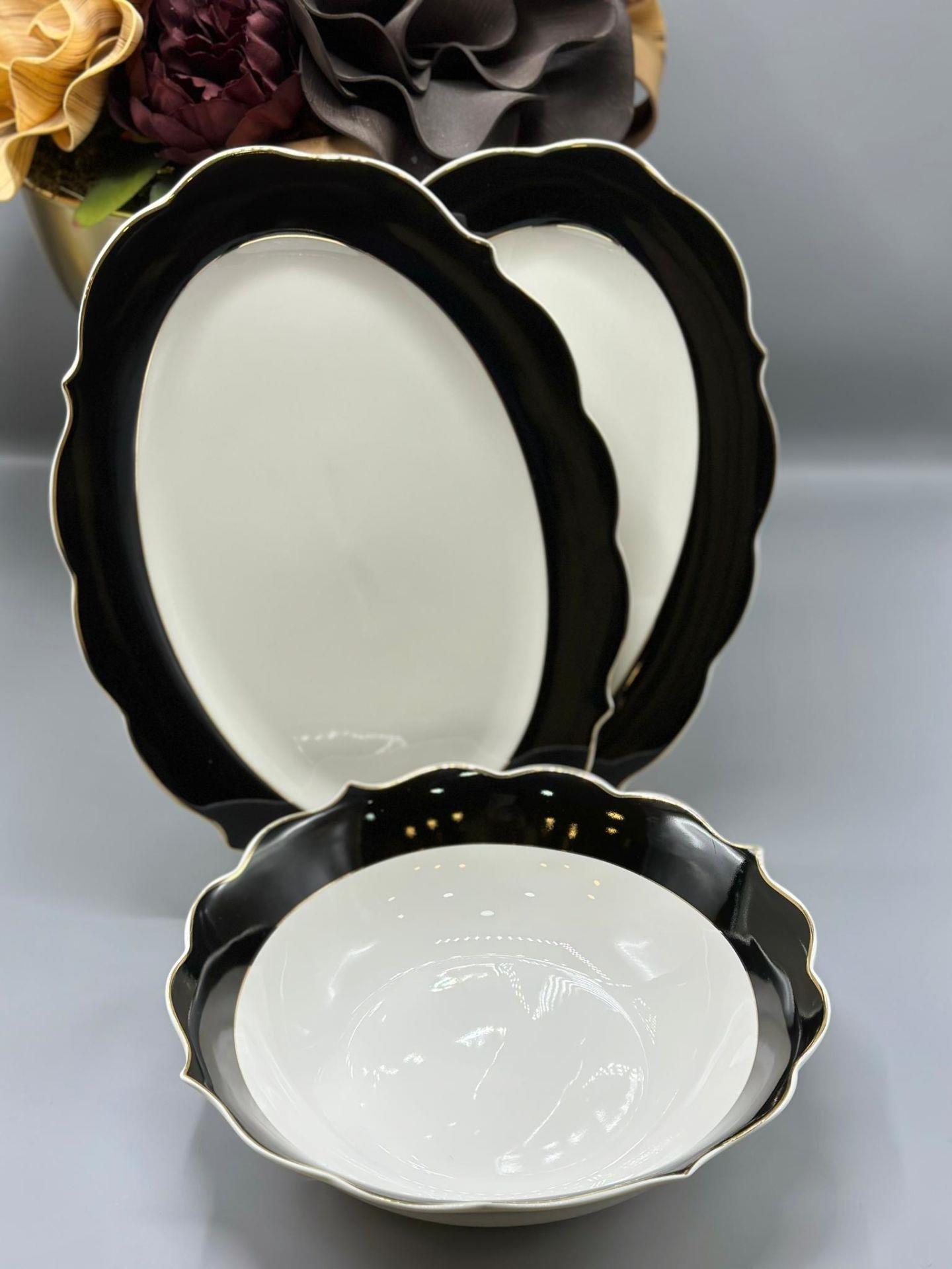 Servis Kayık Tabak ve Kase Seti 3 Parça Siyah