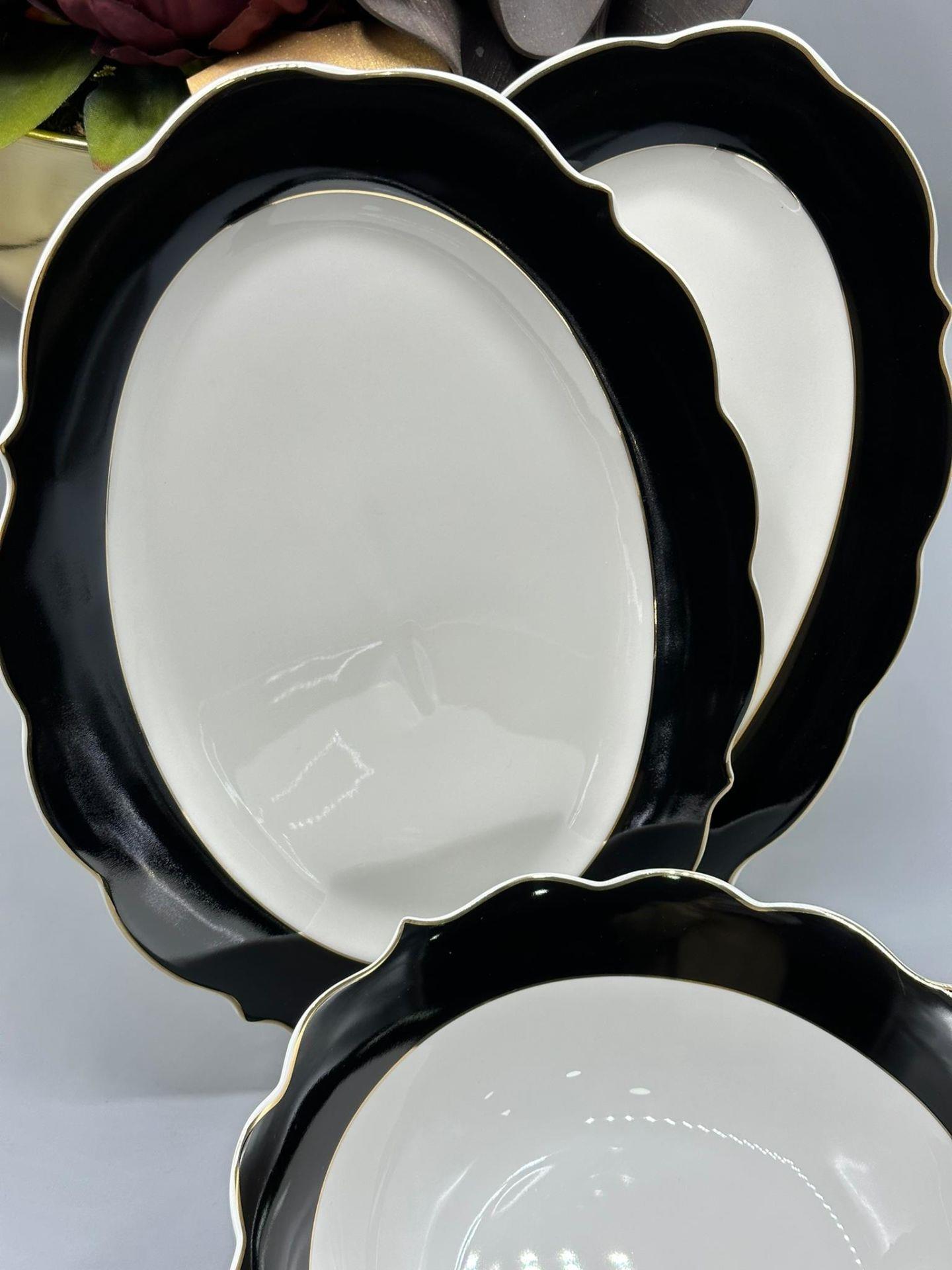 Servis Kayık Tabak ve Kase Seti 3 Parça Siyah