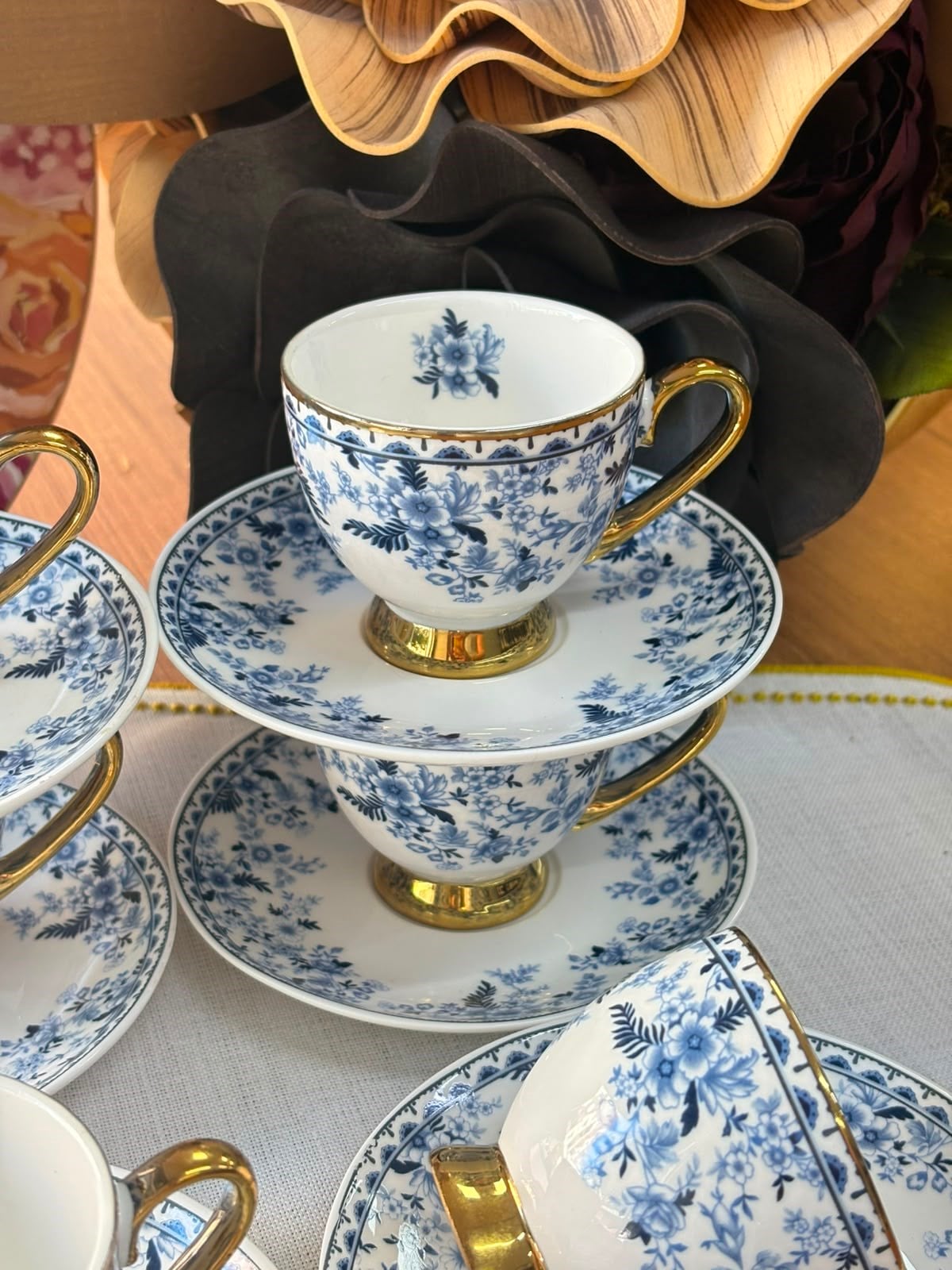 Türk Kahve Fincanı Blue Rosalia 6 Kişilik 12 Parça