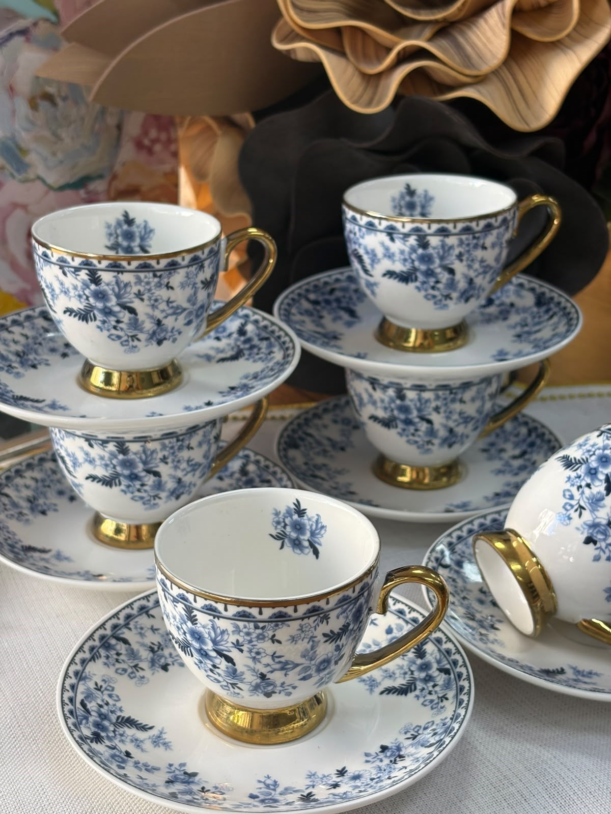Türk Kahve Fincanı Blue Rosalia 6 Kişilik 12 Parça