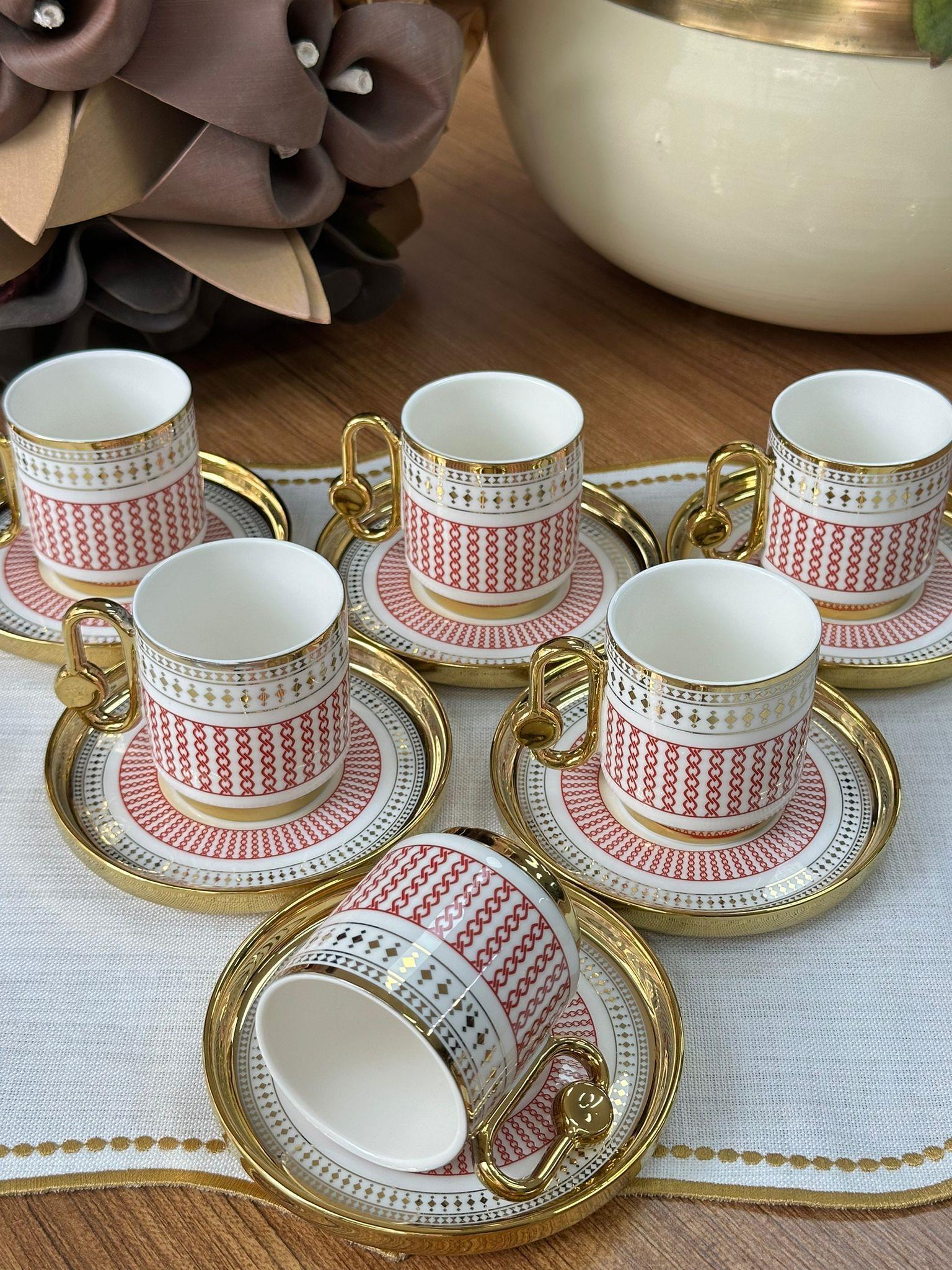 Türk Kahve Fincanı Faylinn Red 6 Kişilik 12 Parça