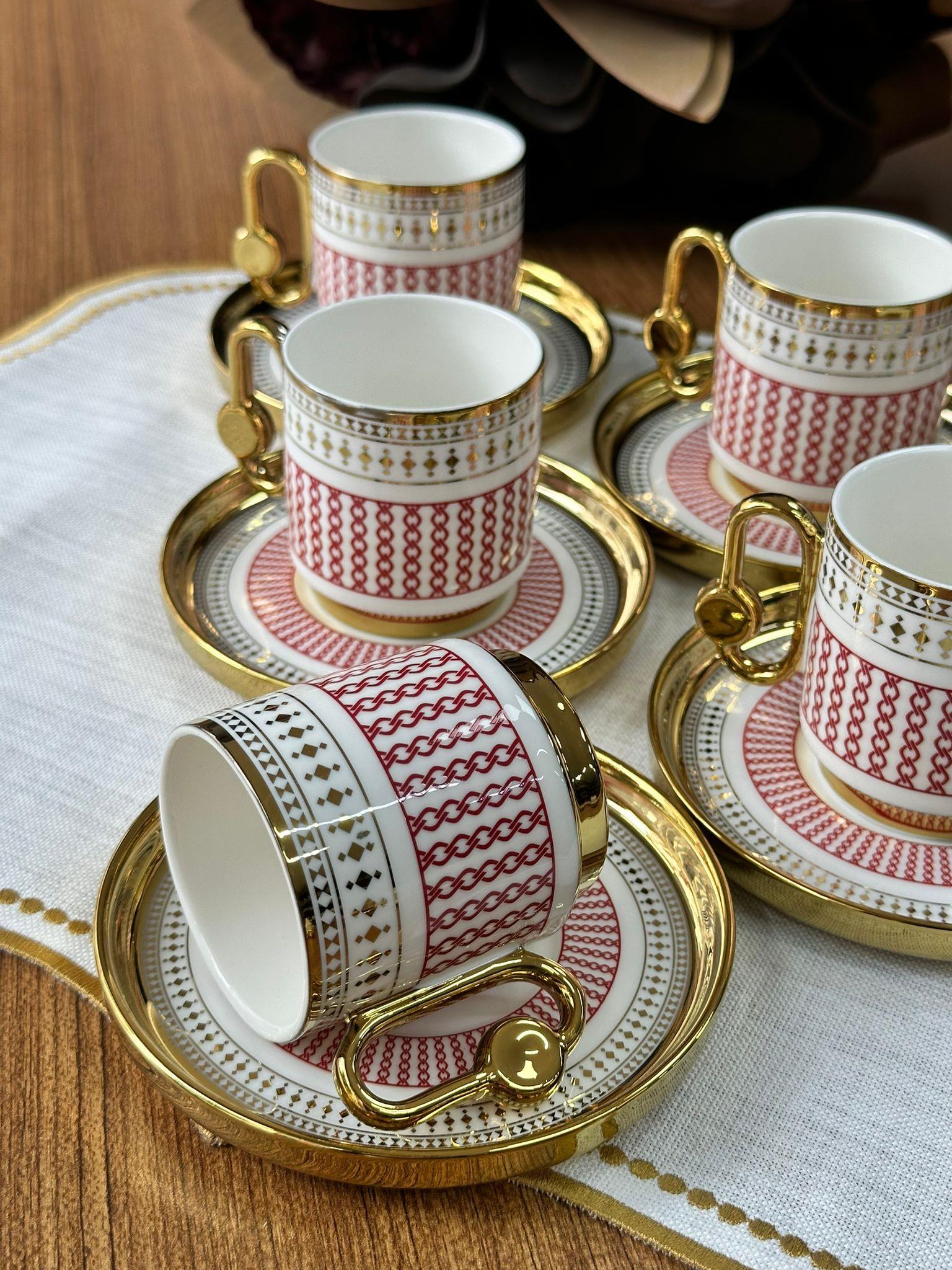 Türk Kahve Fincanı Faylinn Red 6 Kişilik 12 Parça