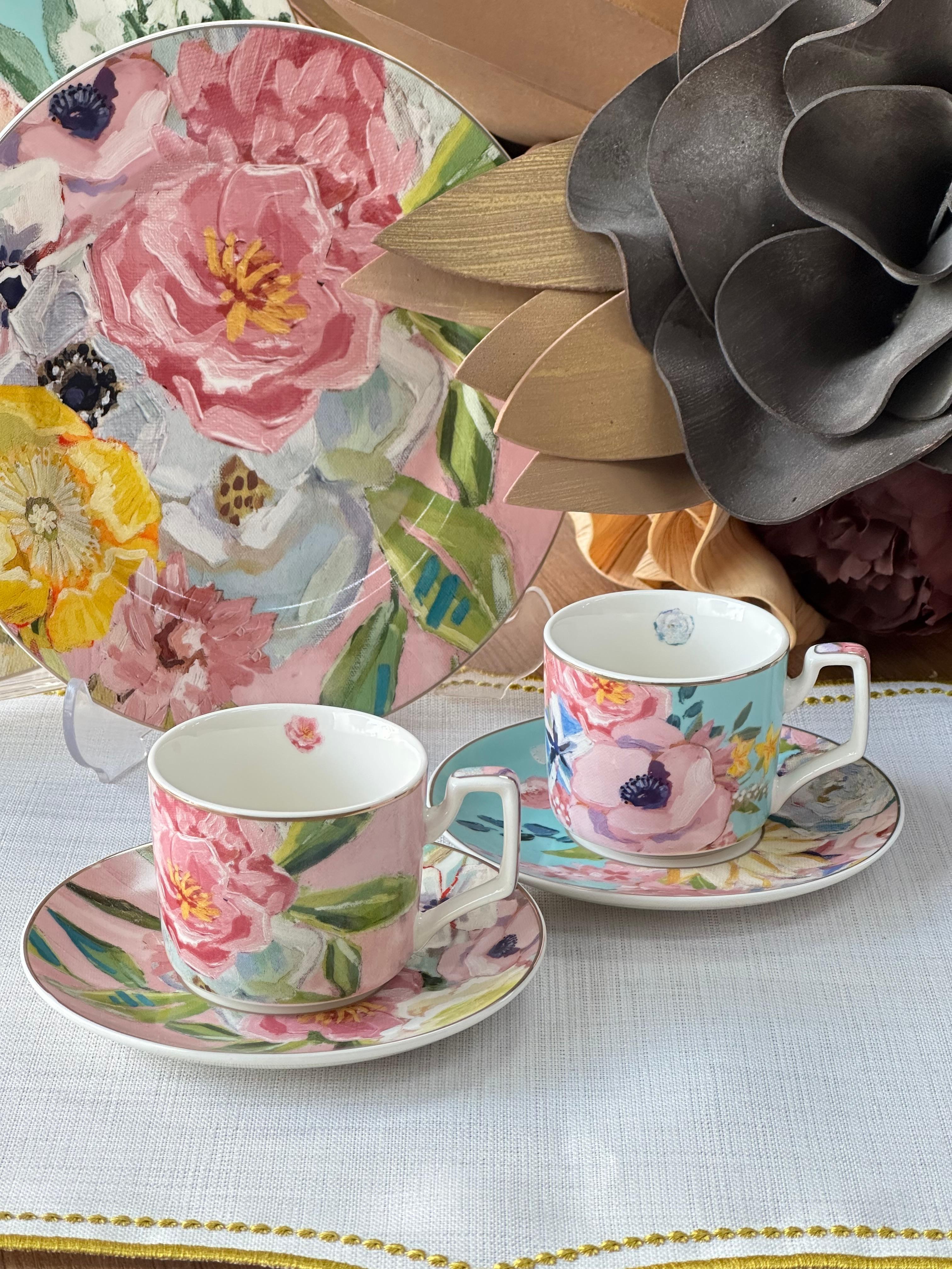 Türk Kahve Fincanı Full Bloom 2 Kişilik 4 Parça
