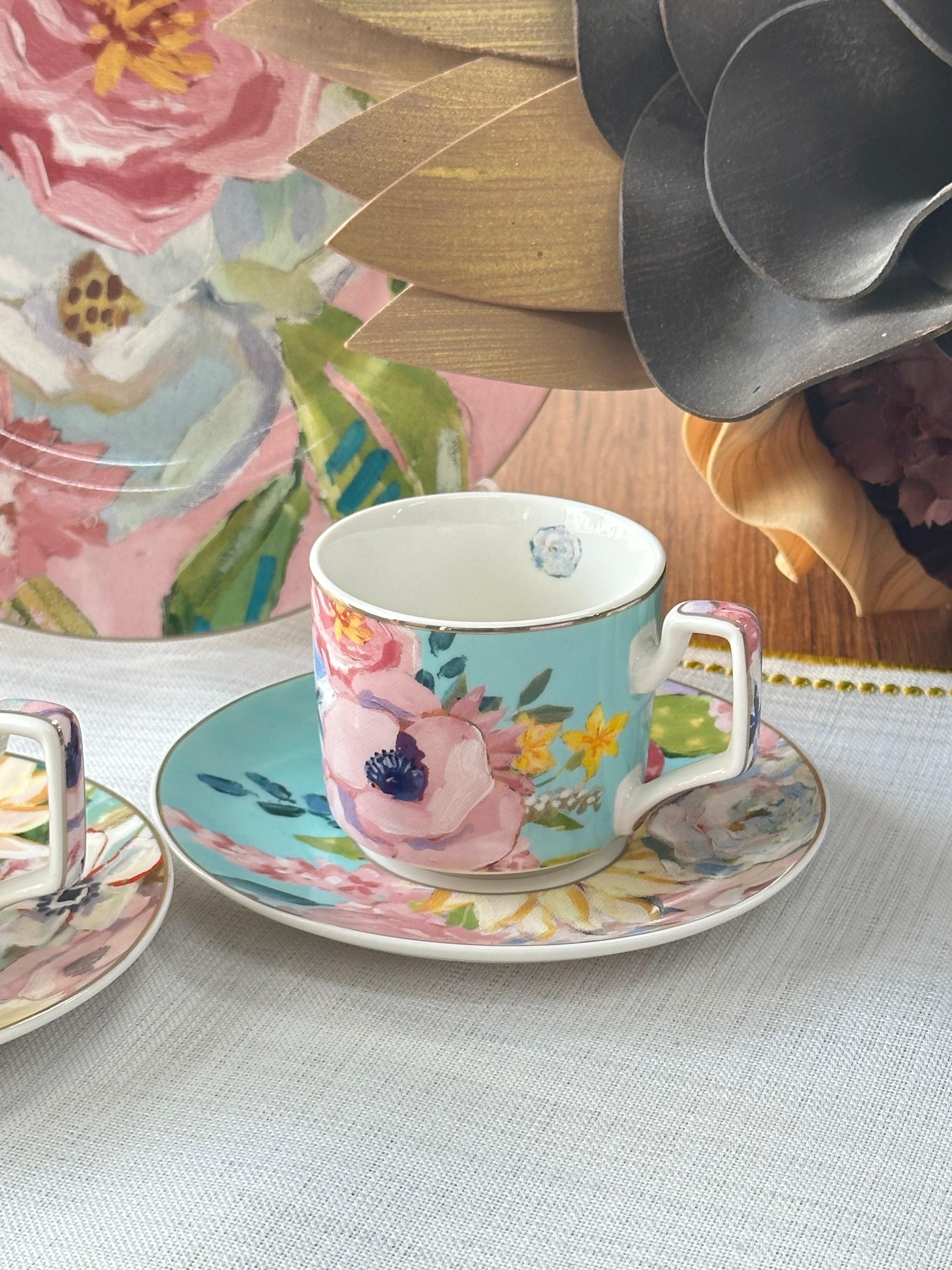Türk Kahve Fincanı Full Bloom 2 Kişilik 4 Parça