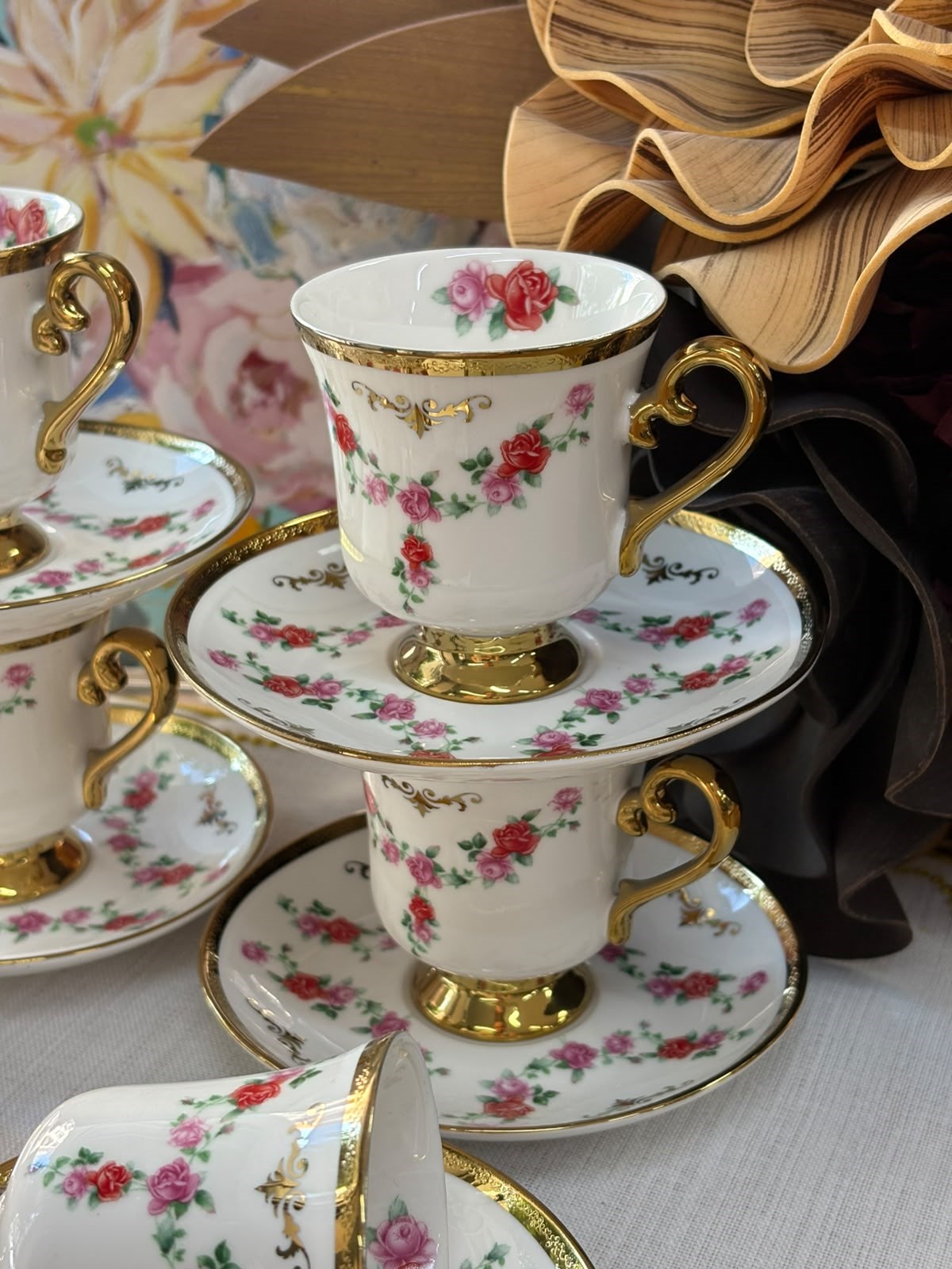Türk Kahve Fincanı Gold Rose 6 Kişilik 12 Parça