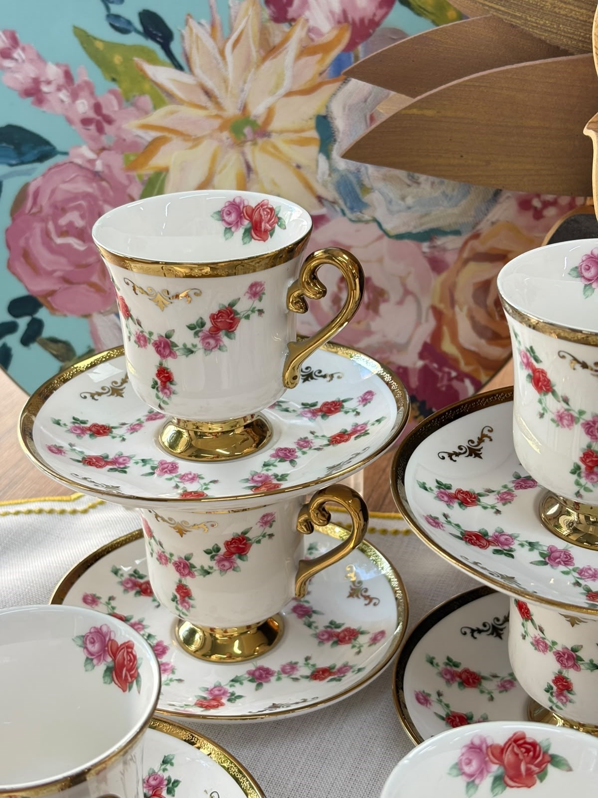 Türk Kahve Fincanı Gold Rose 6 Kişilik 12 Parça
