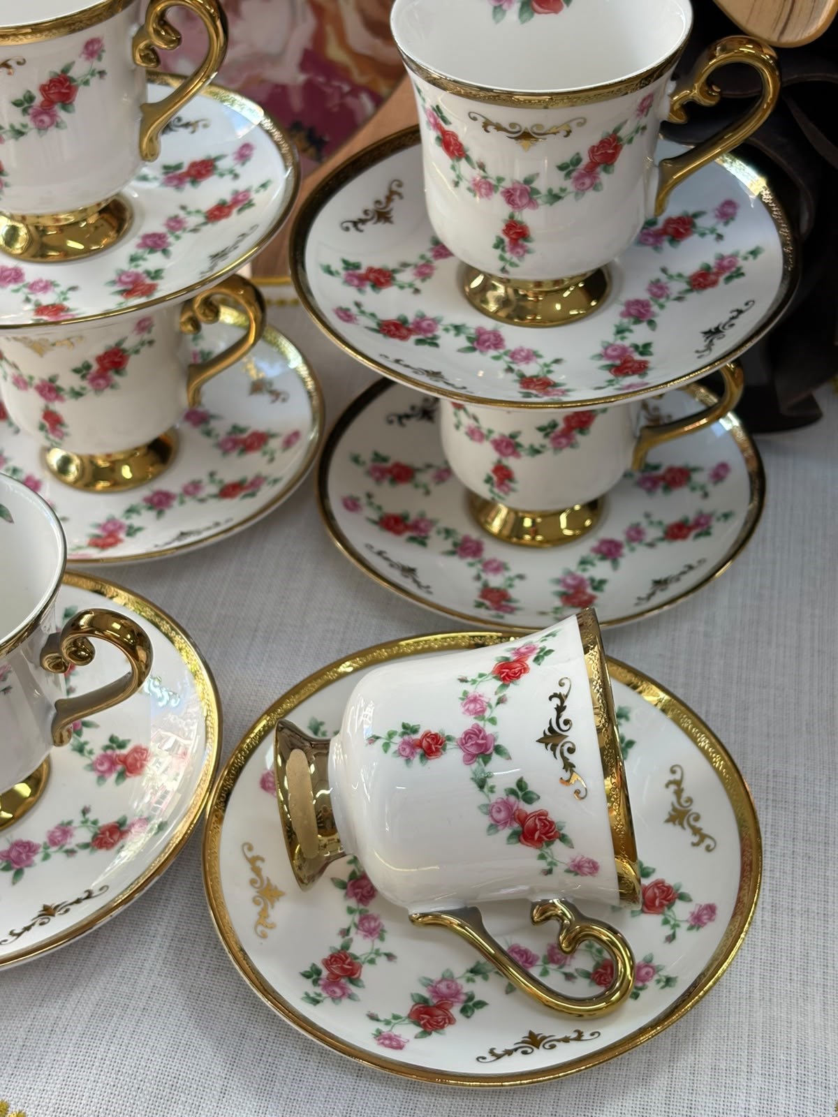 Türk Kahve Fincanı Gold Rose 6 Kişilik 12 Parça