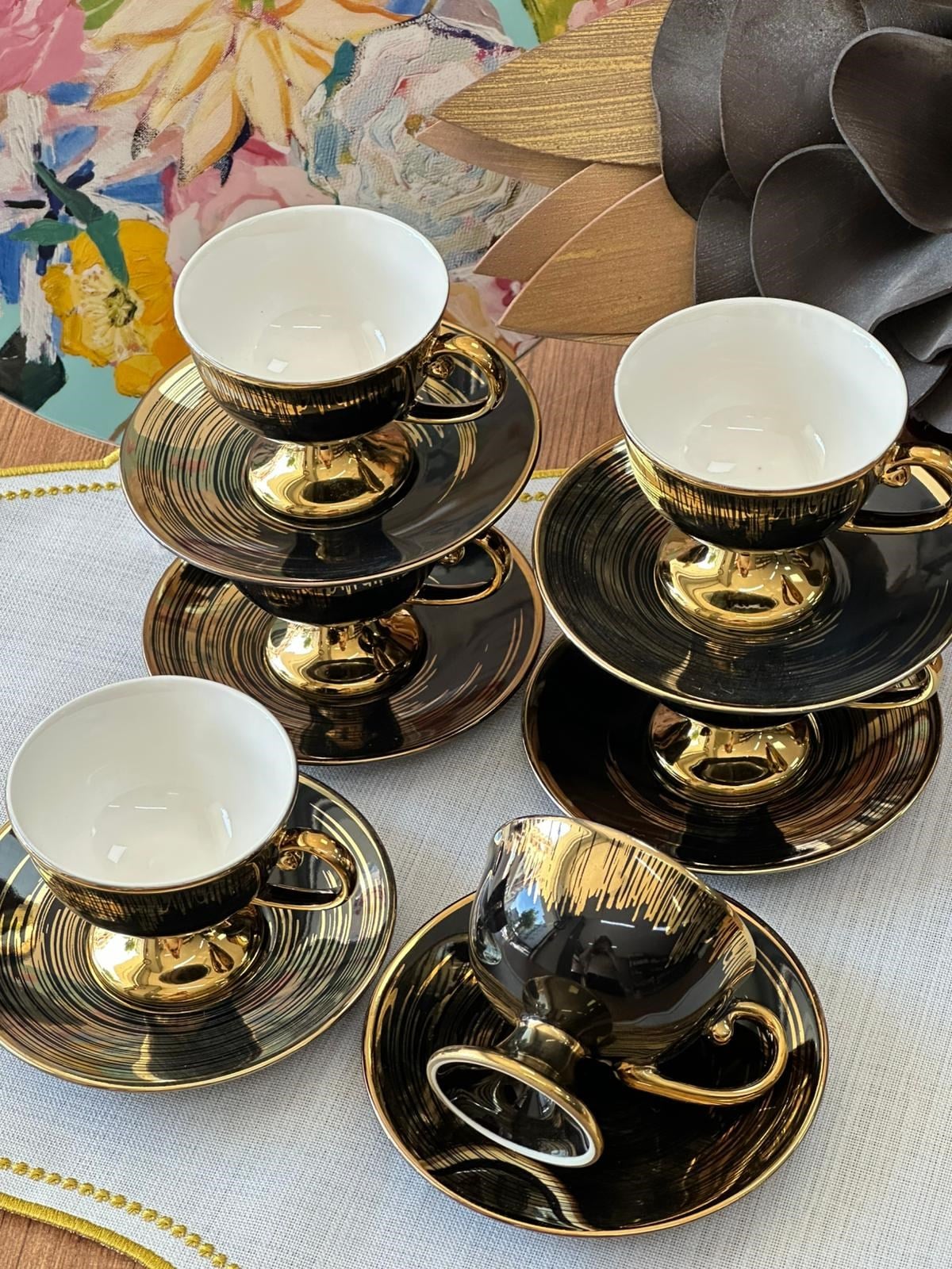 Türk Kahve Fincanı Golden Dark 6 Kişilik 12 Parça
