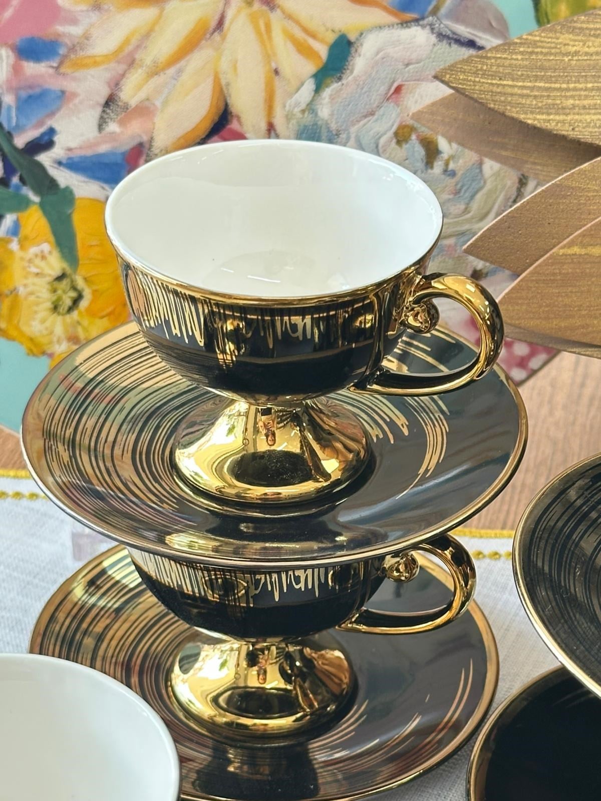 Türk Kahve Fincanı Golden Dark 6 Kişilik 12 Parça