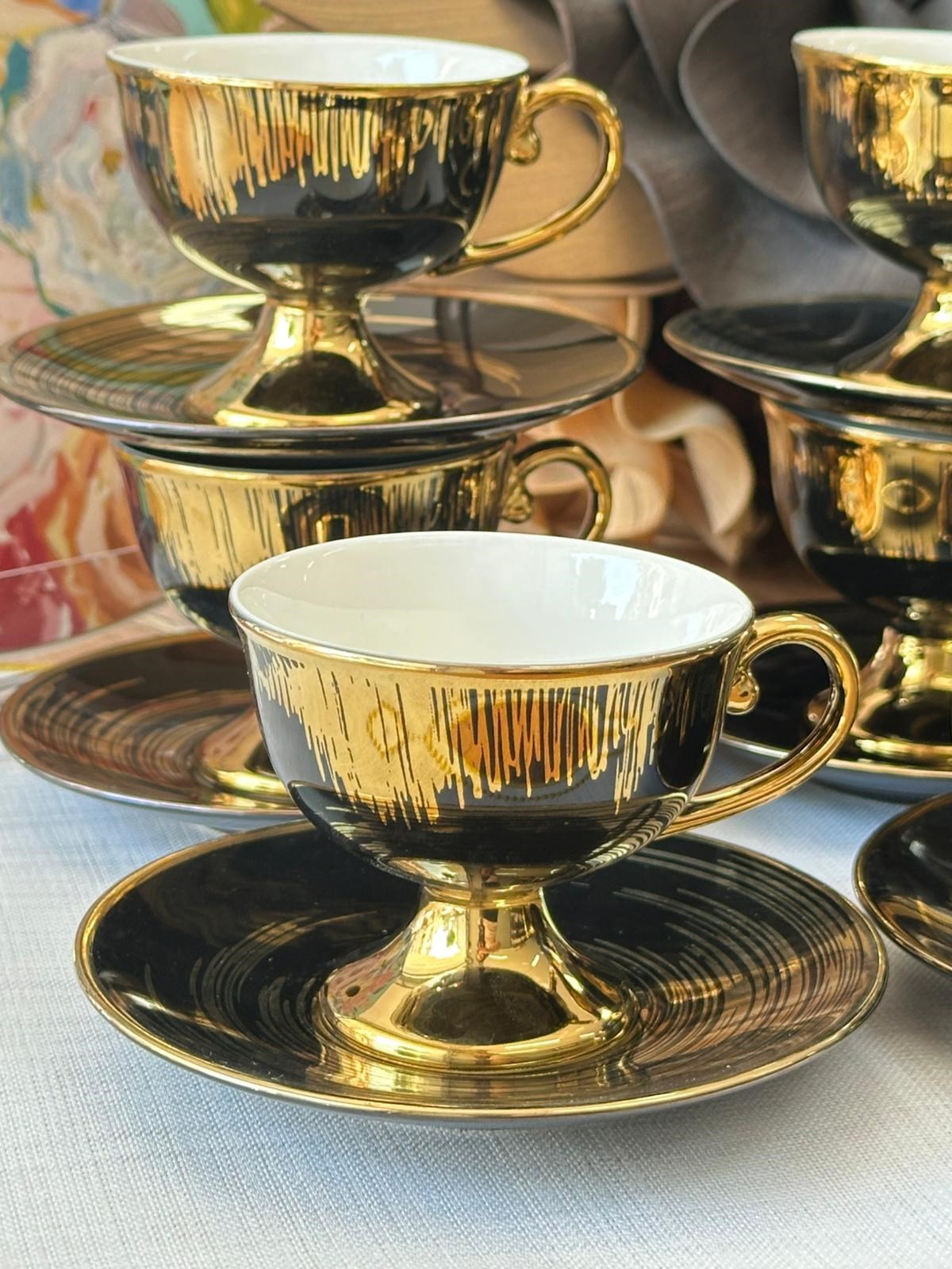Türk Kahve Fincanı Golden Dark 6 Kişilik 12 Parça