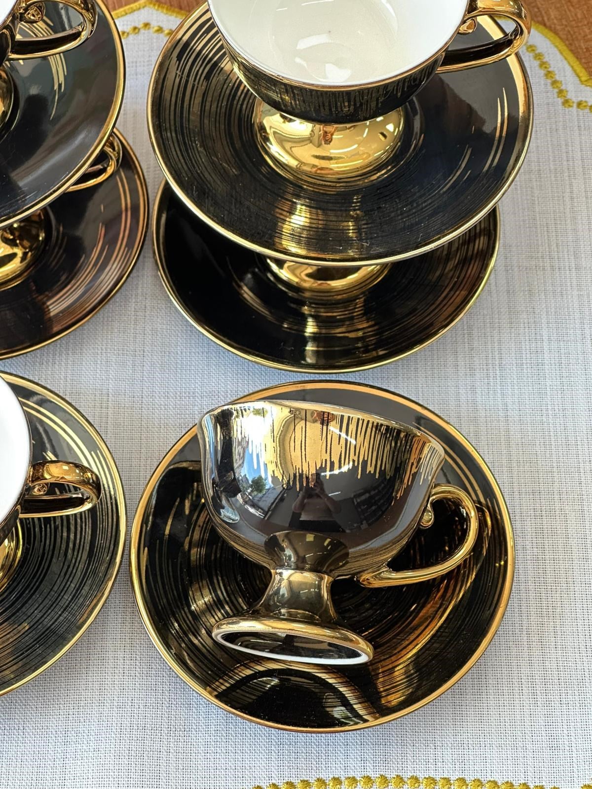 Türk Kahve Fincanı Golden Dark 6 Kişilik 12 Parça
