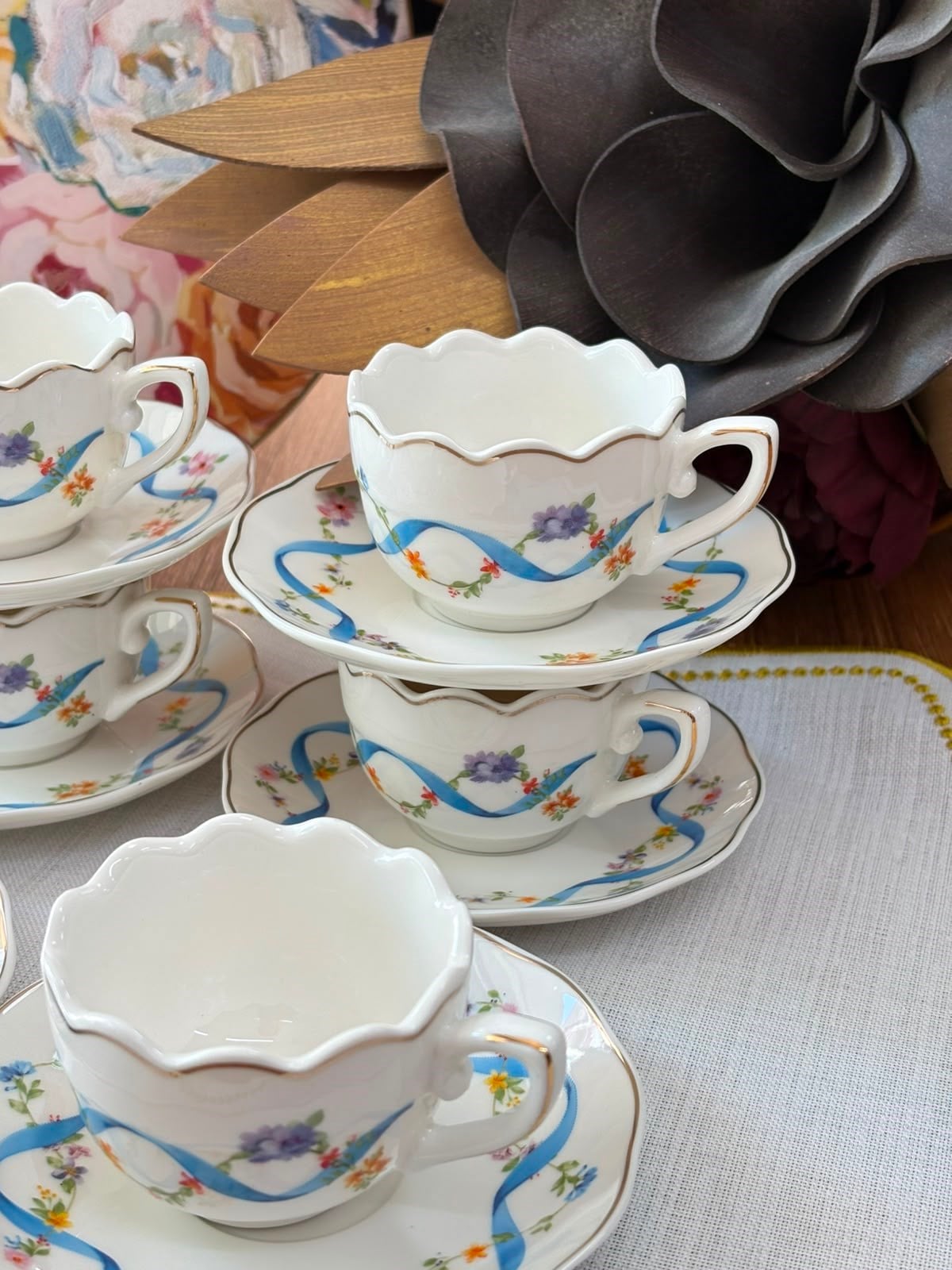 Türk Kahve Fincanı Golden Garden 6 Kişilik 12 Parça Mavi