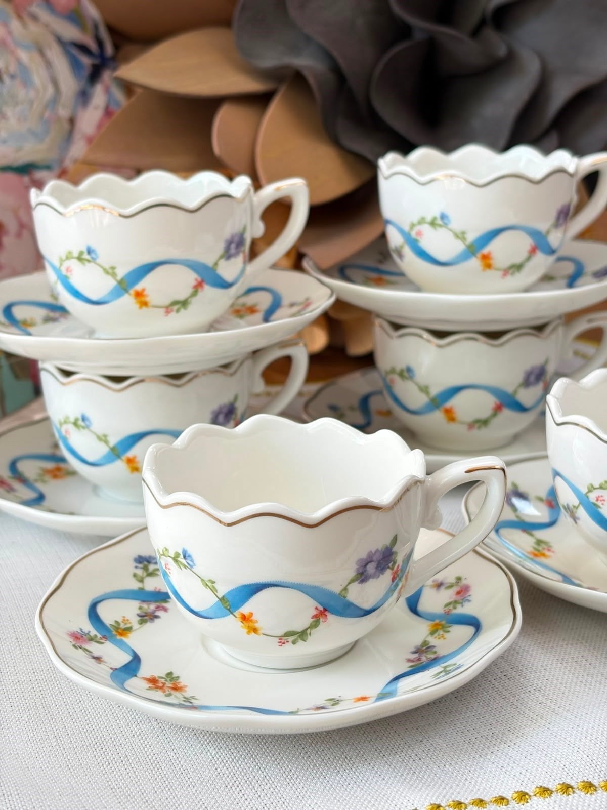Türk Kahve Fincanı Golden Garden 6 Kişilik 12 Parça Mavi