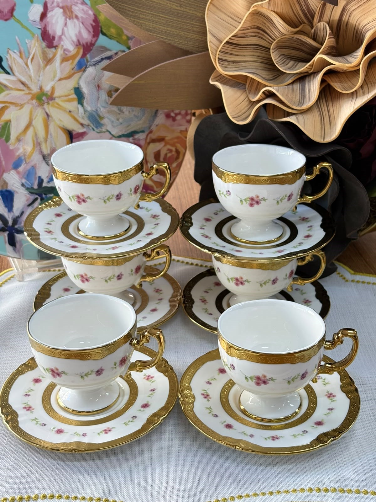 Türk Kahve Fincanı Golden Rosatte 6 Kişilik 12 Parça
