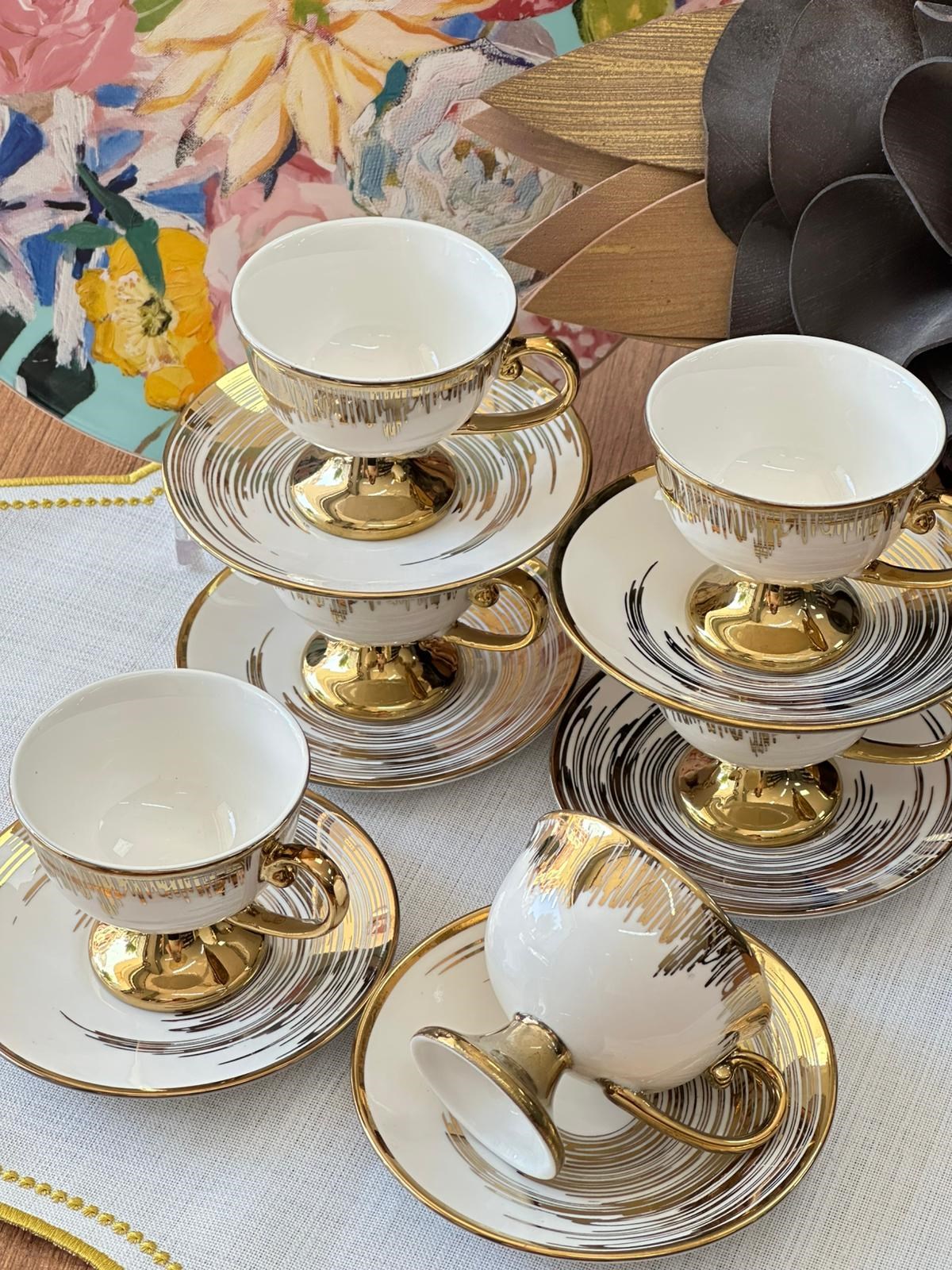 Türk Kahve Fincanı Golden Wave  6 Kişilik 12 Parça
