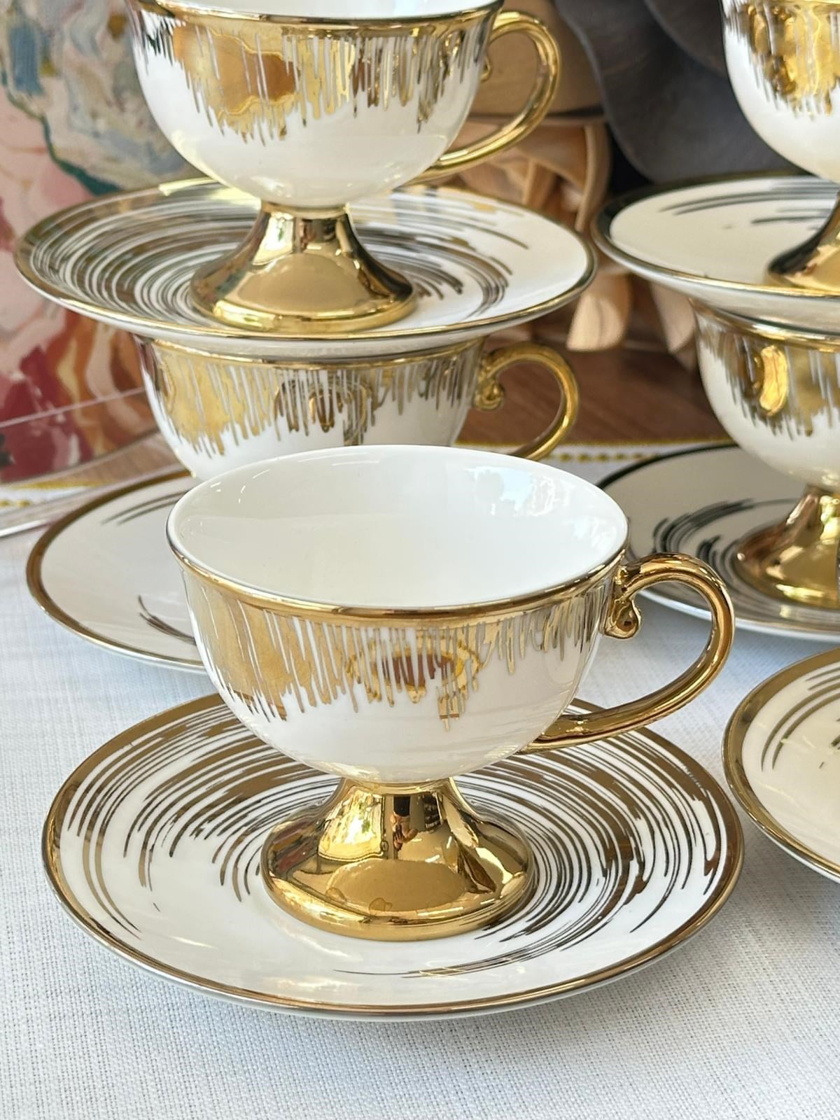 Türk Kahve Fincanı Golden Wave  6 Kişilik 12 Parça