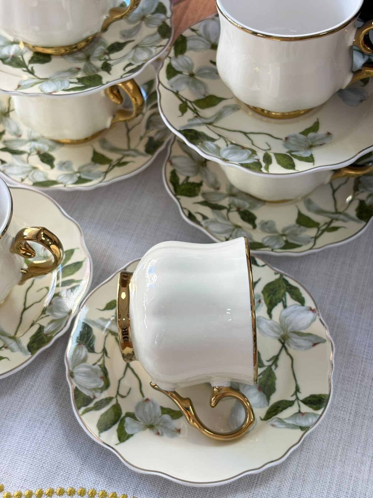Türk Kahve Fincanı Ivory Magnolia 6 Kişilik 12 Parça