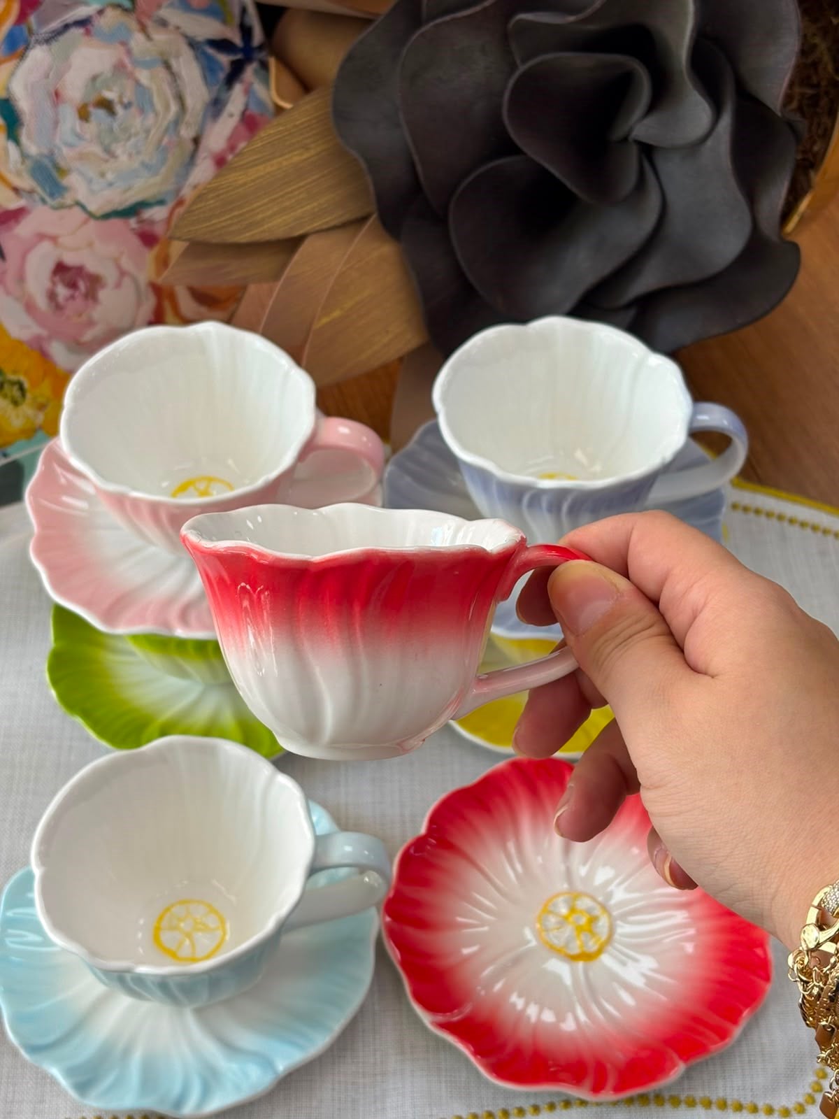 Türk Kahve Fincanı Lotus 6 Kişilik 12 Parça