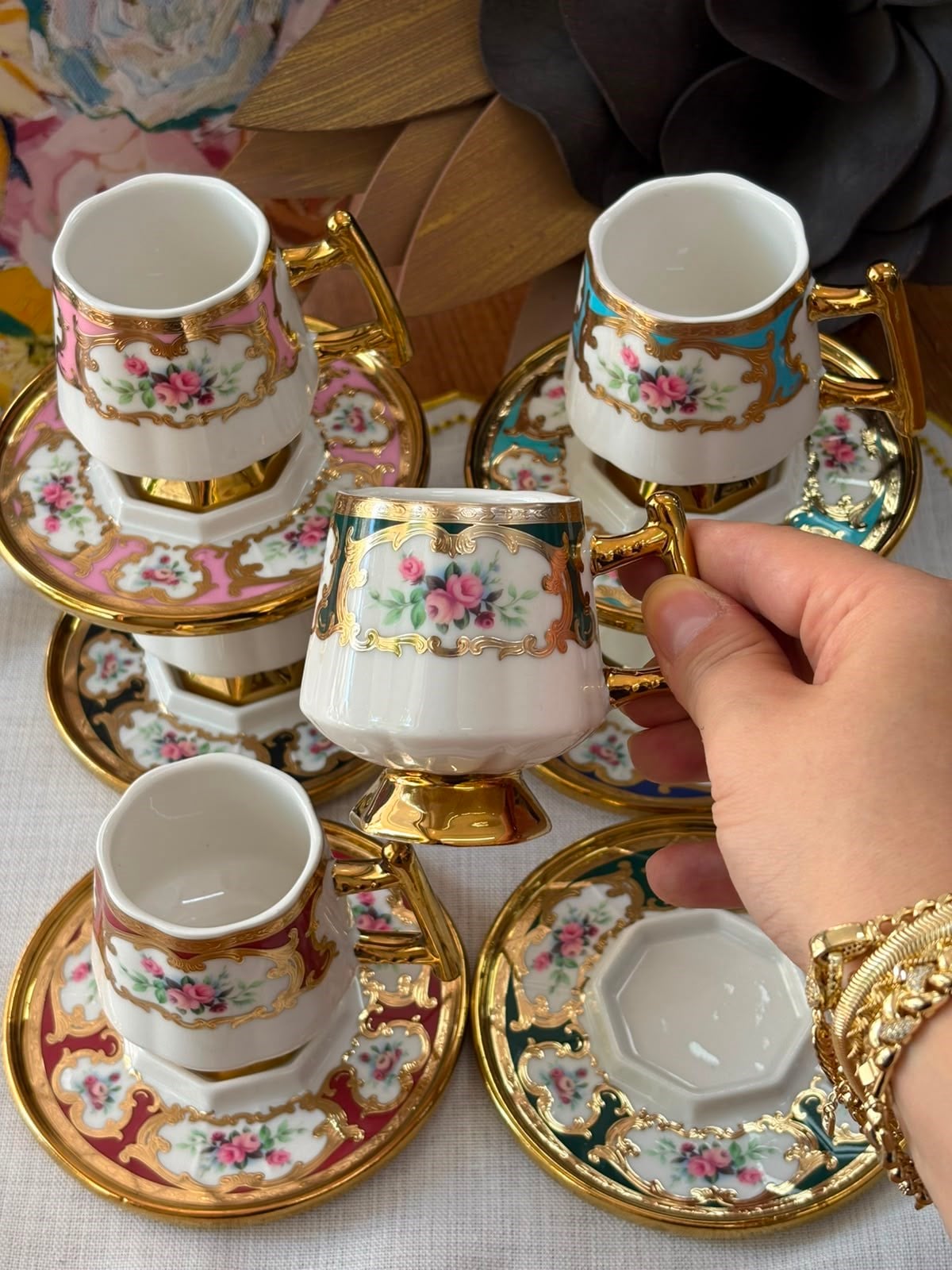 Türk Kahve Fincanı Queen Art 6 Kişilik 12 Parça