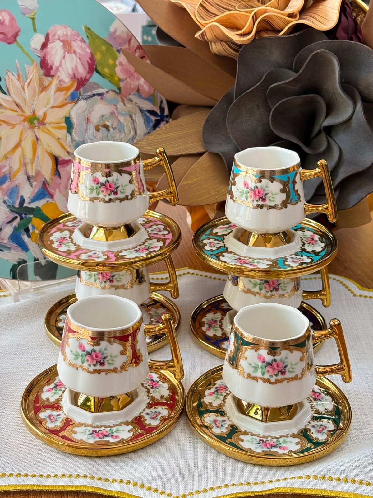 Türk Kahve Fincanı Queen Art 6 Kişilik 12 Parça