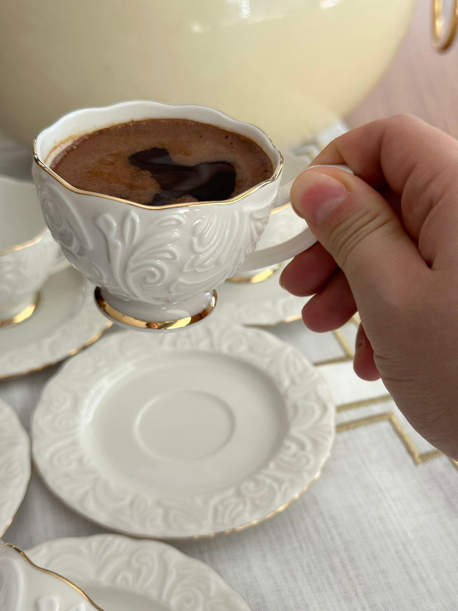 Türk Kahve Fincanı Rose 6 Kişilik 12 Parça