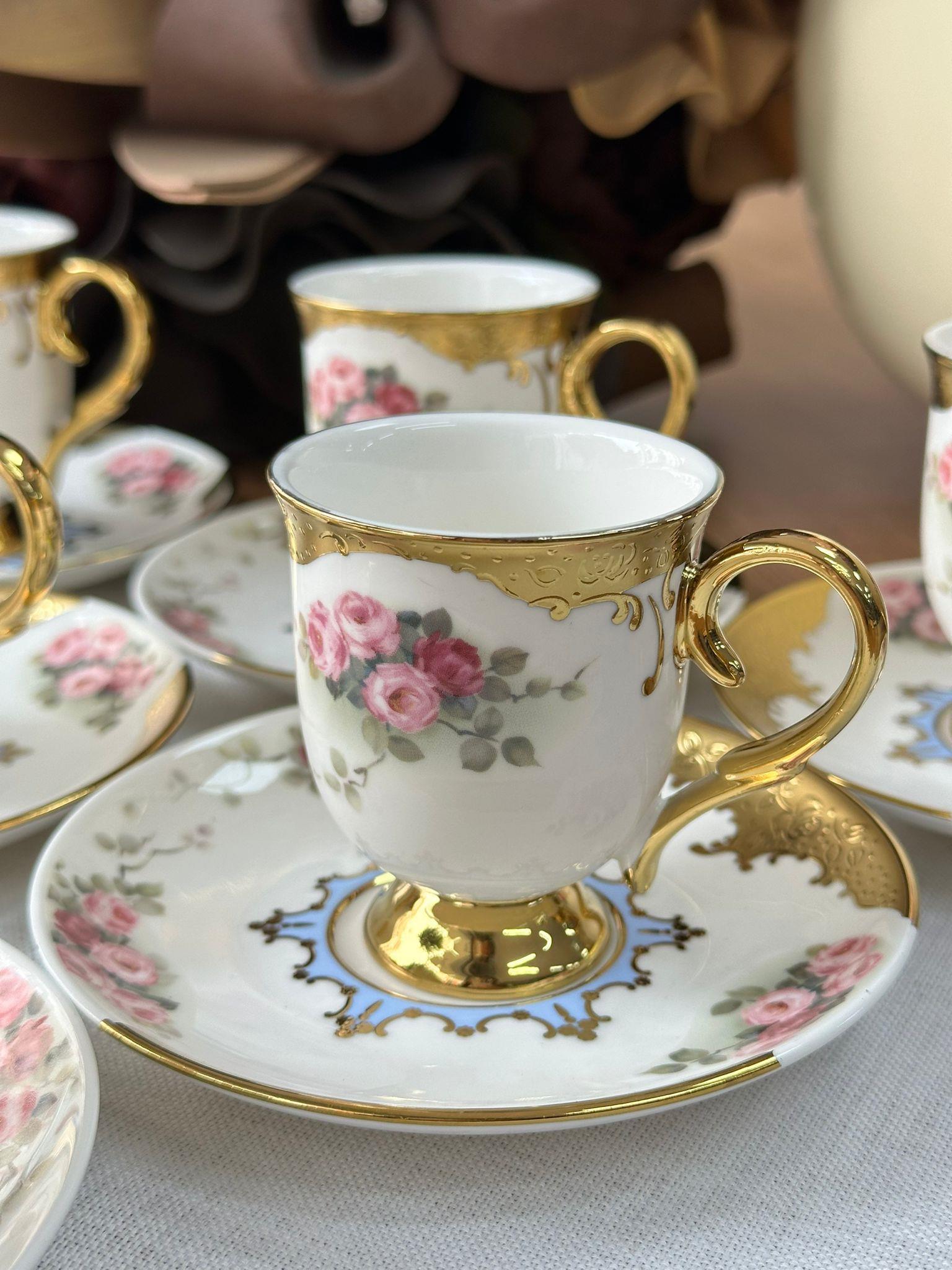 Türk Kahve Fincanı Roses 6 Kişilik 12 Parça