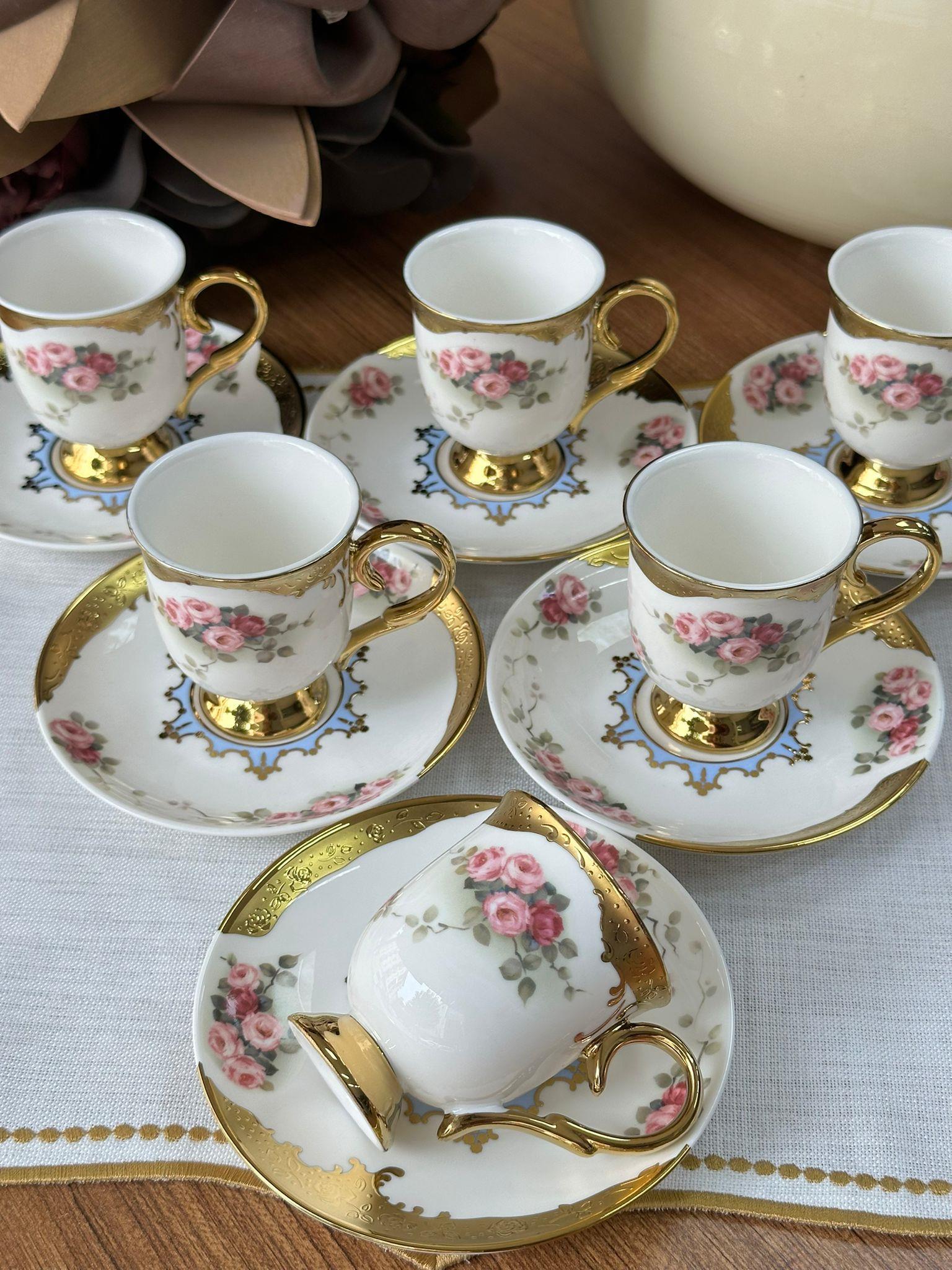 Türk Kahve Fincanı Roses 6 Kişilik 12 Parça