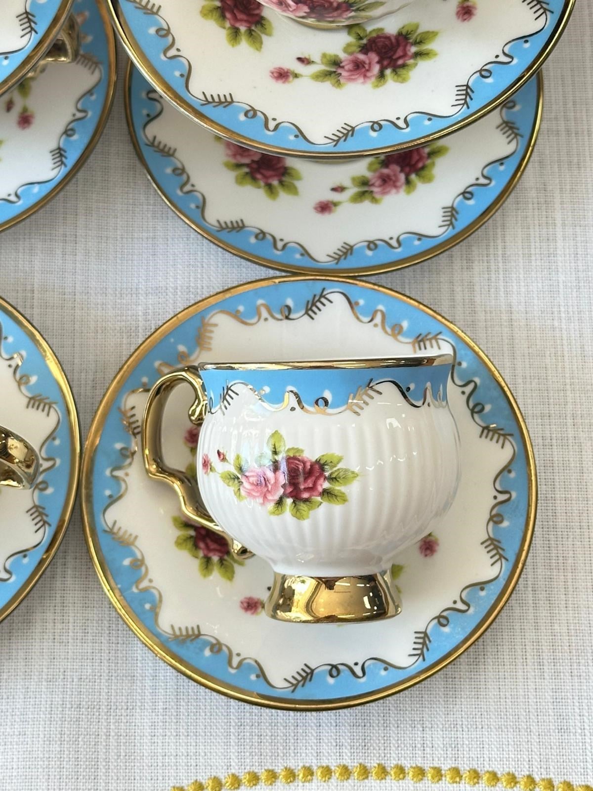 Türk Kahve Fincanı Royal Blue Rose 6 Kişilik 12 Parça