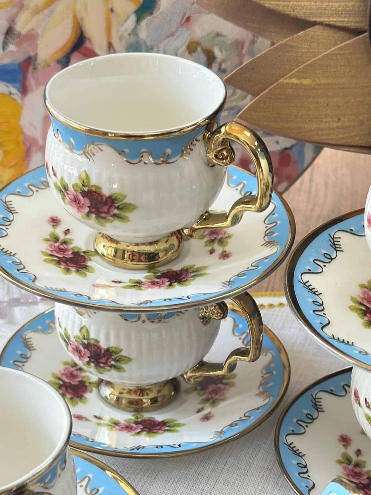Türk Kahve Fincanı Royal Blue Rose 6 Kişilik 12 Parça