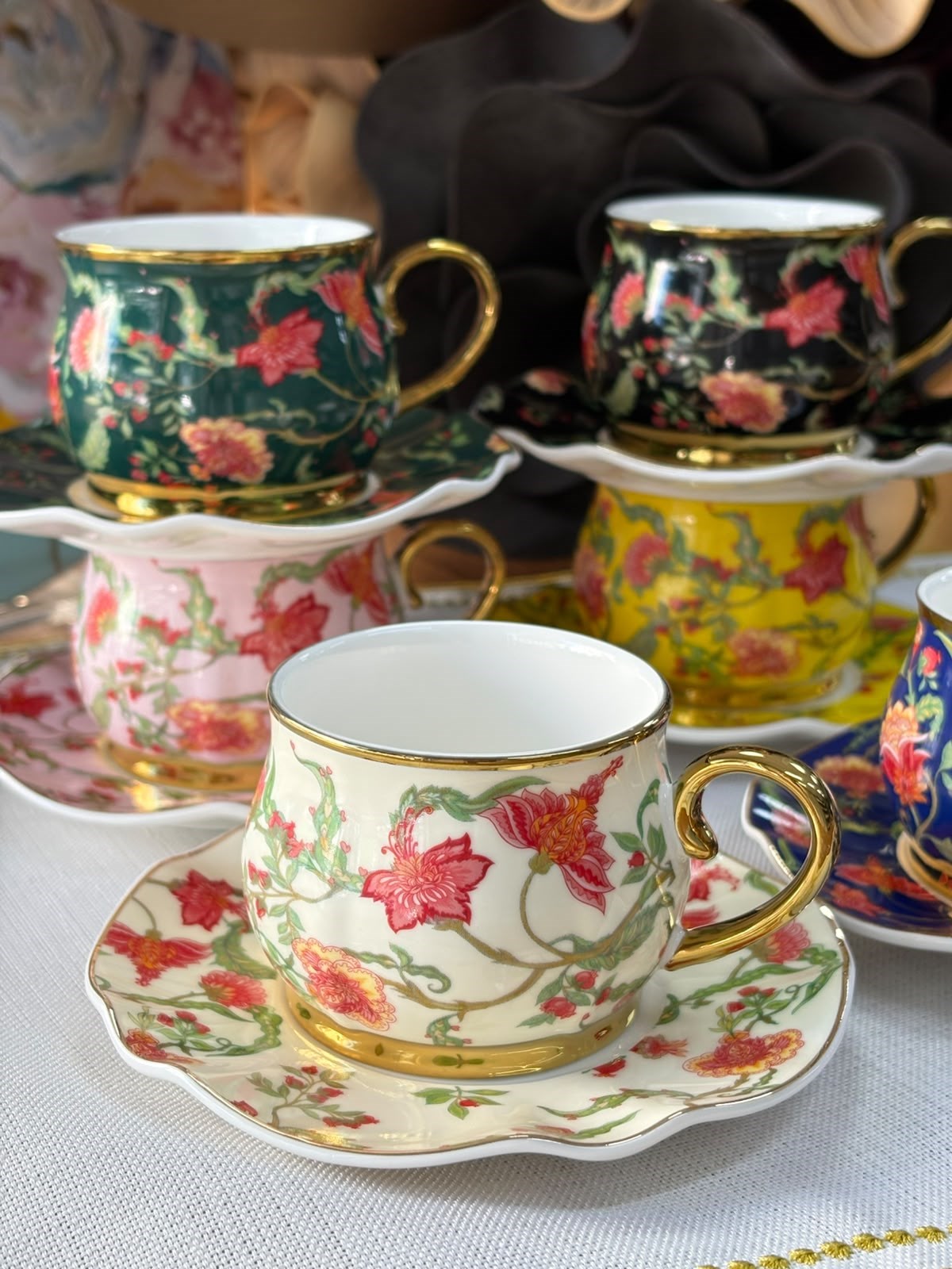 Türk Kahve Fincanı Royal Garden Mix 6 Kişilik 12 Parça