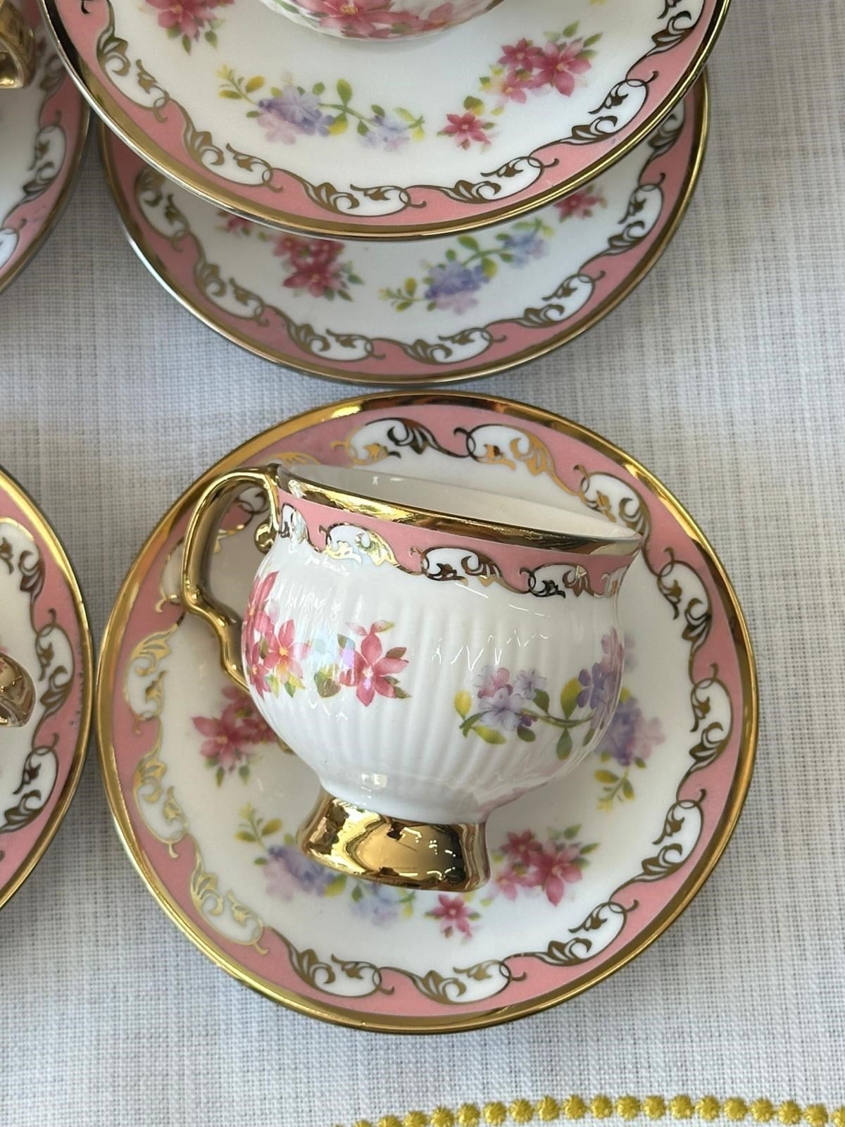 Türk Kahve Fincanı Sakura Pembe 6 Kişilik 12 Parça
