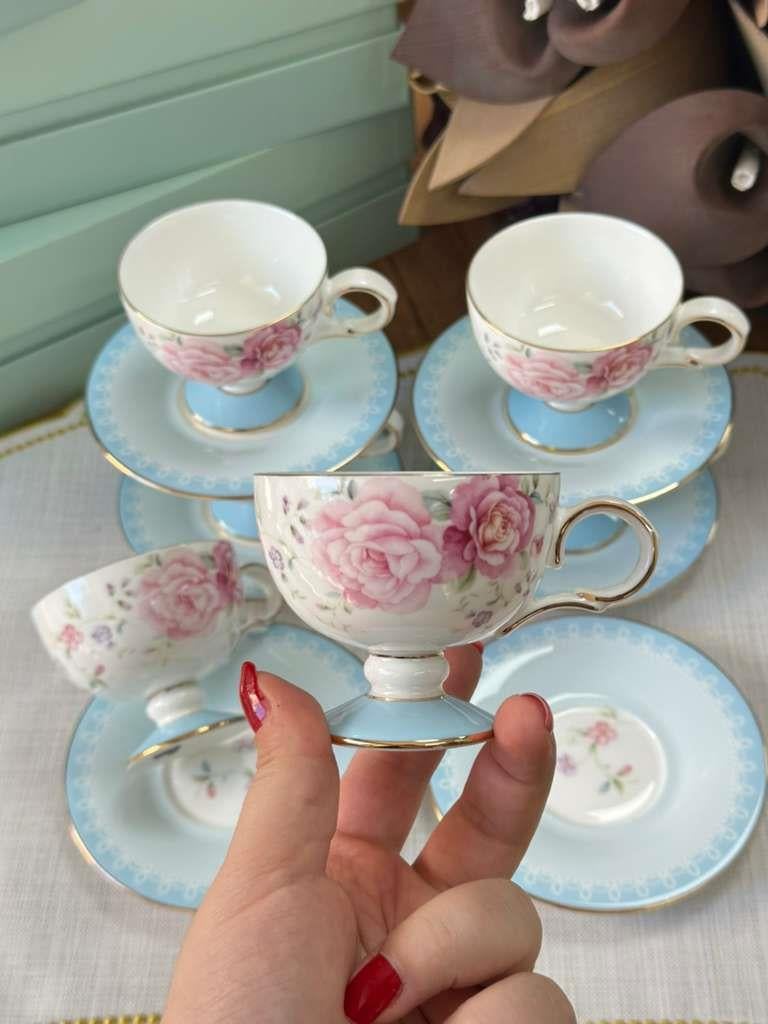Türk Kahve Fincanı Veronica Azure 6 Kişilik 12 Parça