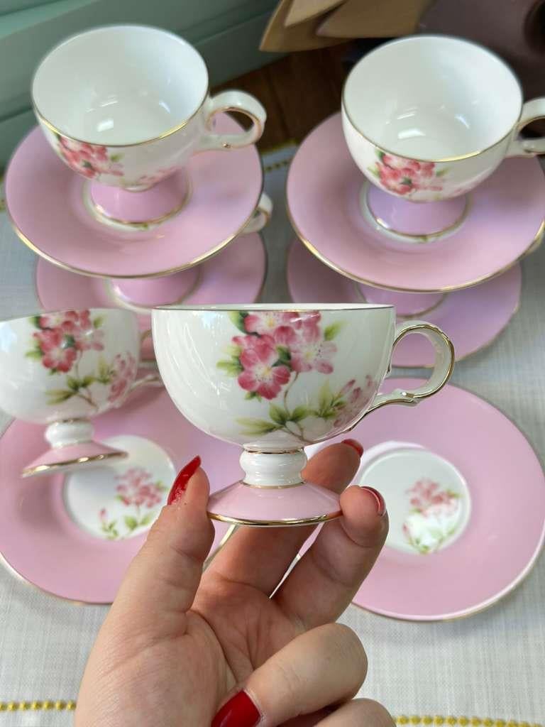 Türk Kahve Fincanı Veronica Blush 6 Kişilik 12 Parça