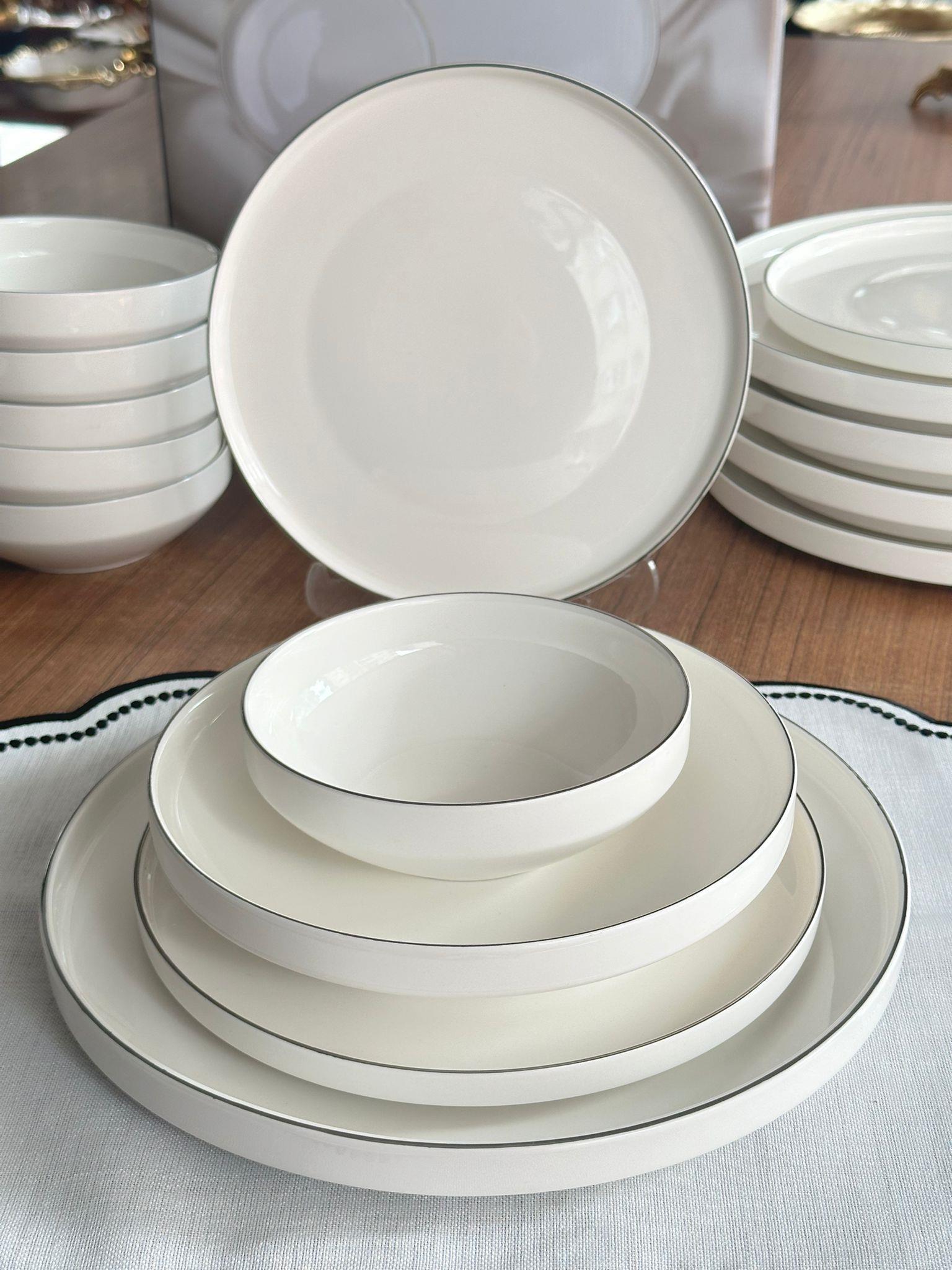 Yemek Takımı 24 Parça 6 Kişilik Modern Gümüş