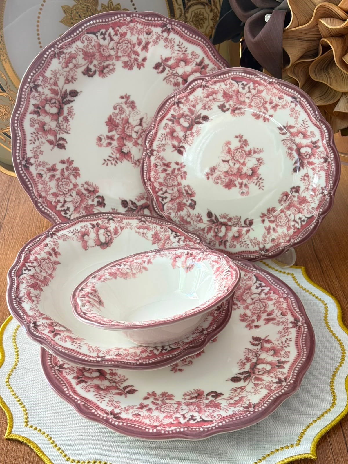 Yemek Takımı 24 Parça 6 Kişilik Velour Maroon