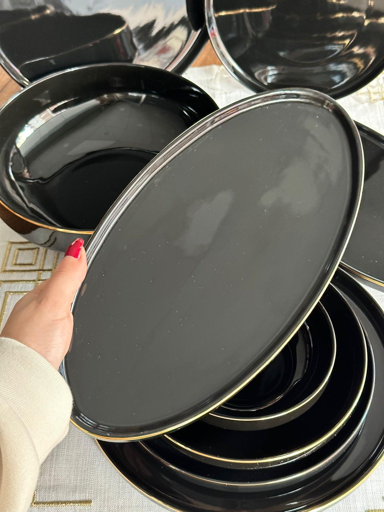 Yemek Takımı 27 Parça 6 Kişilik Siyah Modern