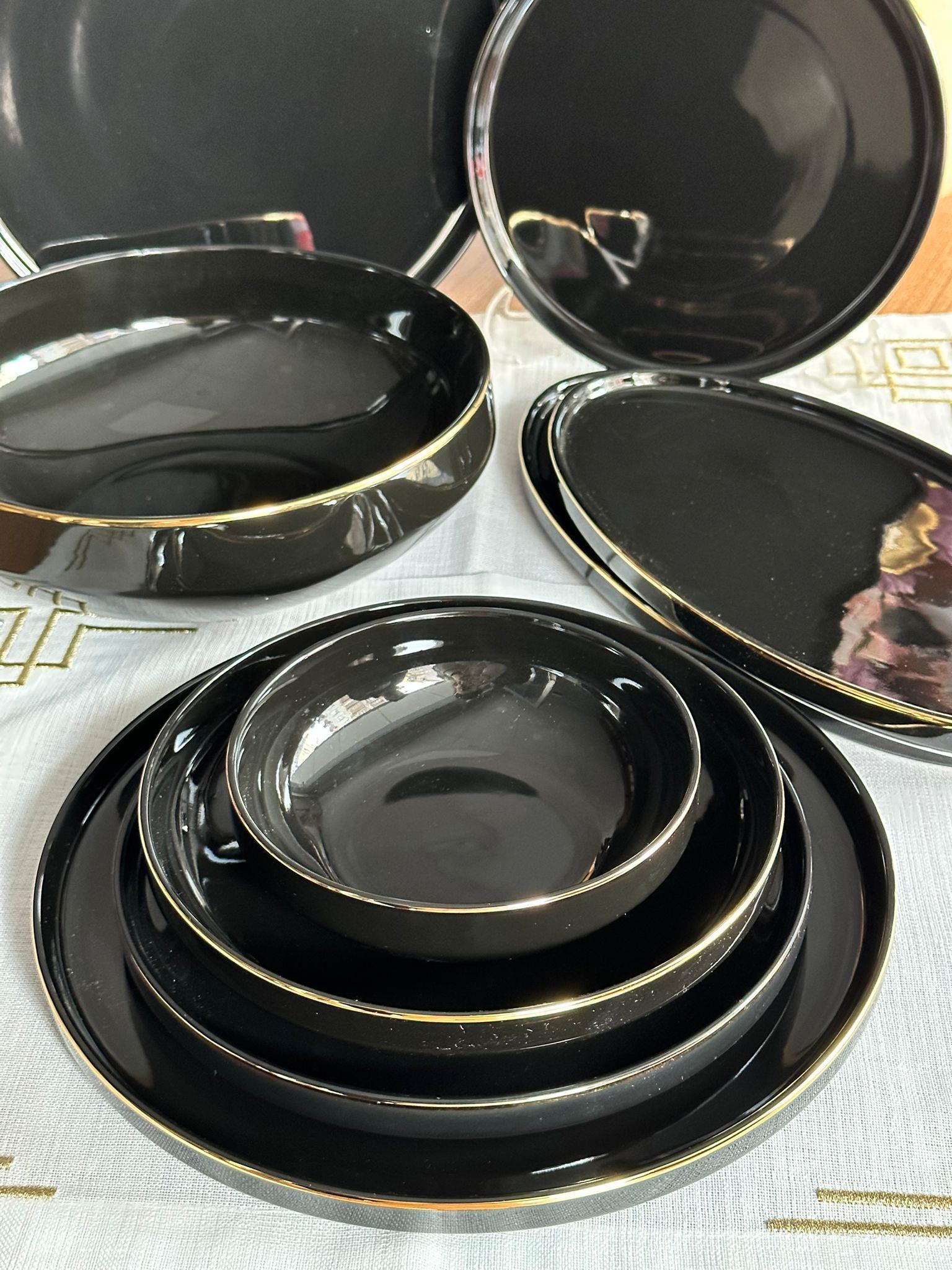Yemek Takımı 27 Parça 6 Kişilik Siyah Modern