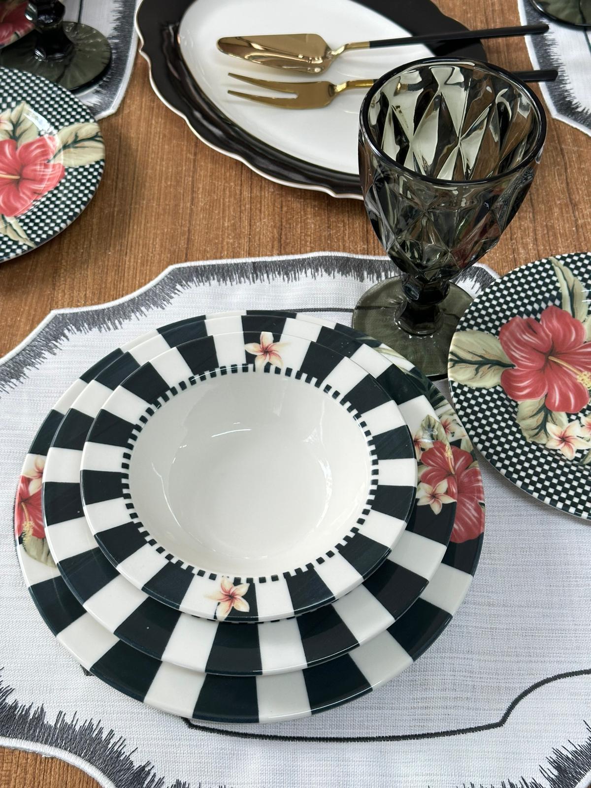 Yemek Takımı 44 Parça 6 Kişilik Black Flower