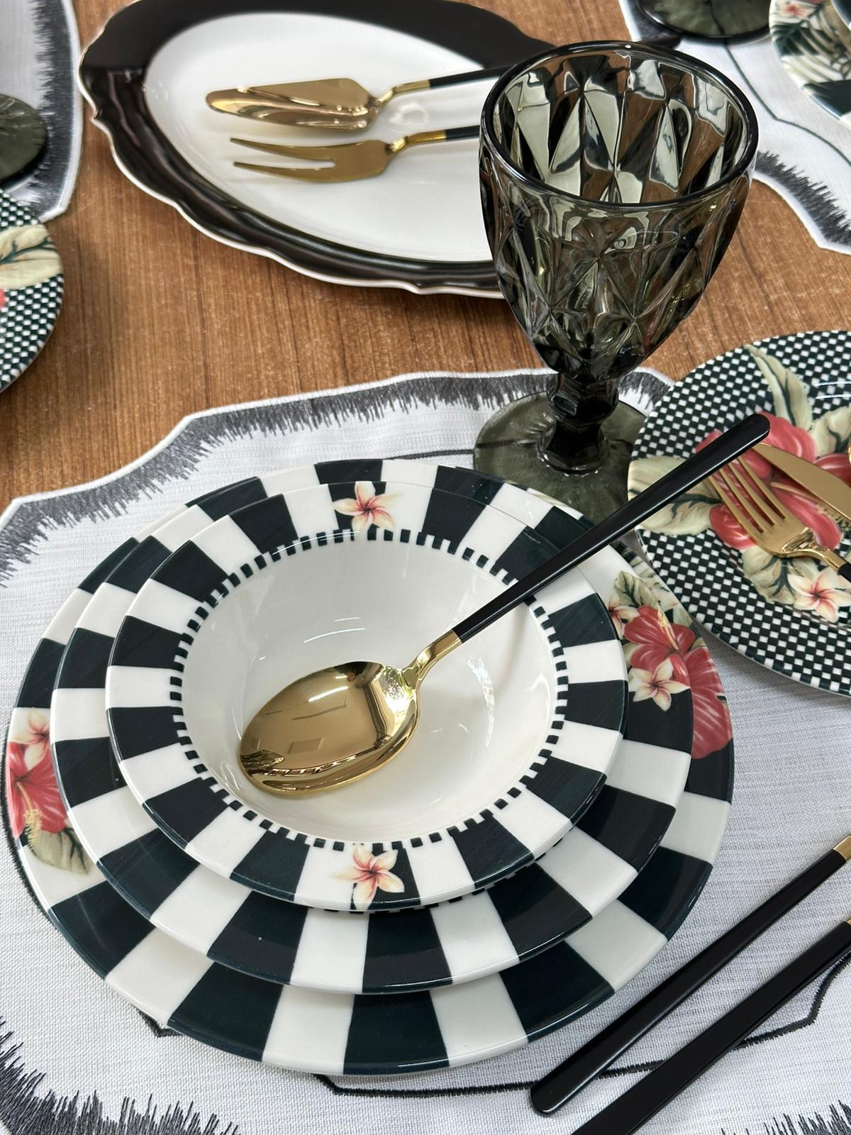 Yemek Takımı 86 Parça 6 Kişilik Black Flower