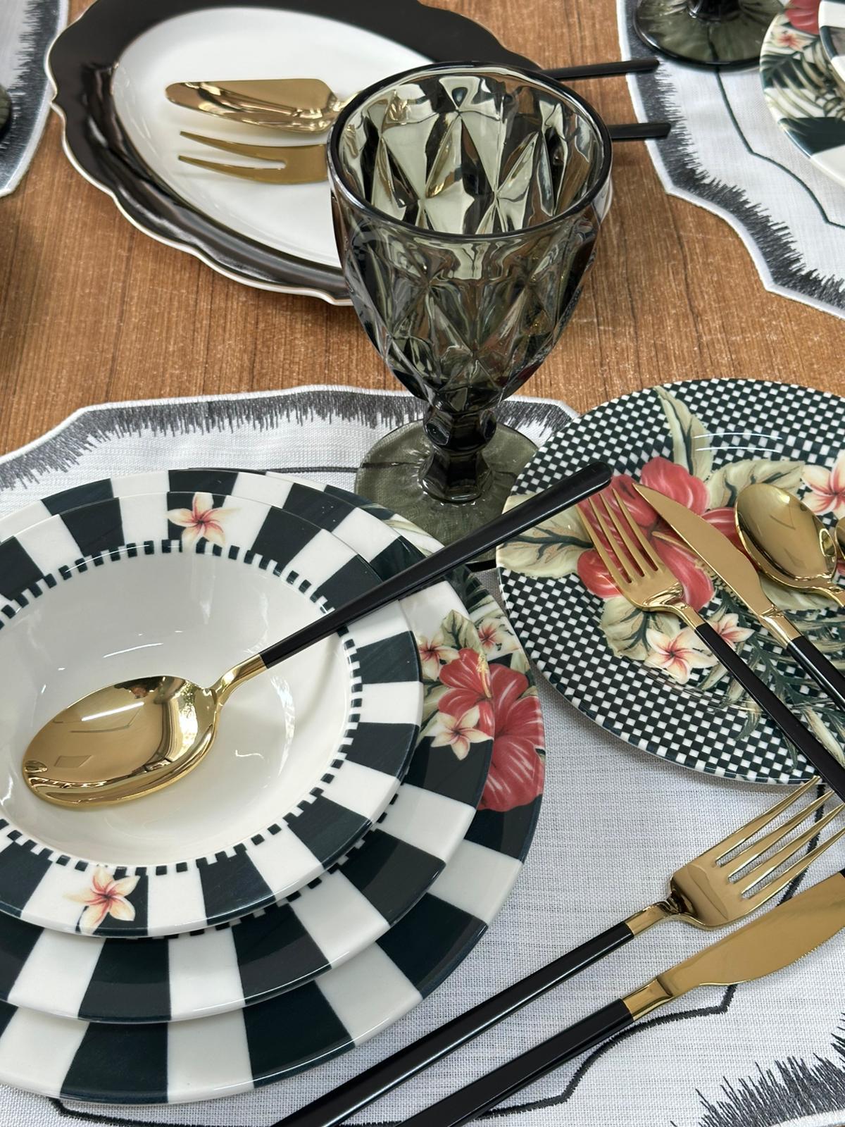 Yemek Takımı 86 Parça 6 Kişilik Black Flower