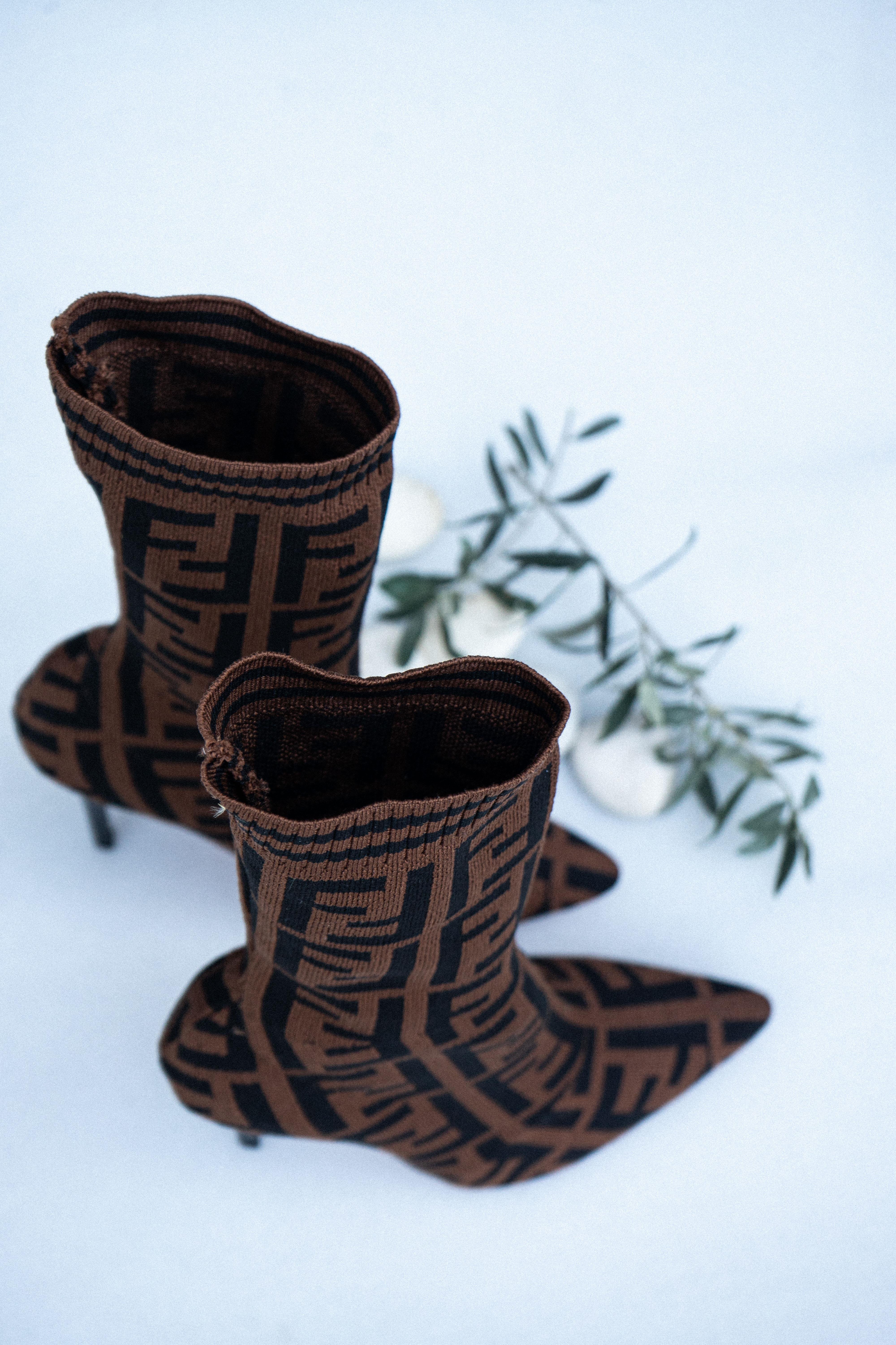 Fornost Taba Triko Çorap Çizme - 8 Cm İnce Topuk, Sıcak ve Rahat Kadın Çizme / Triko kadın bot çizme 