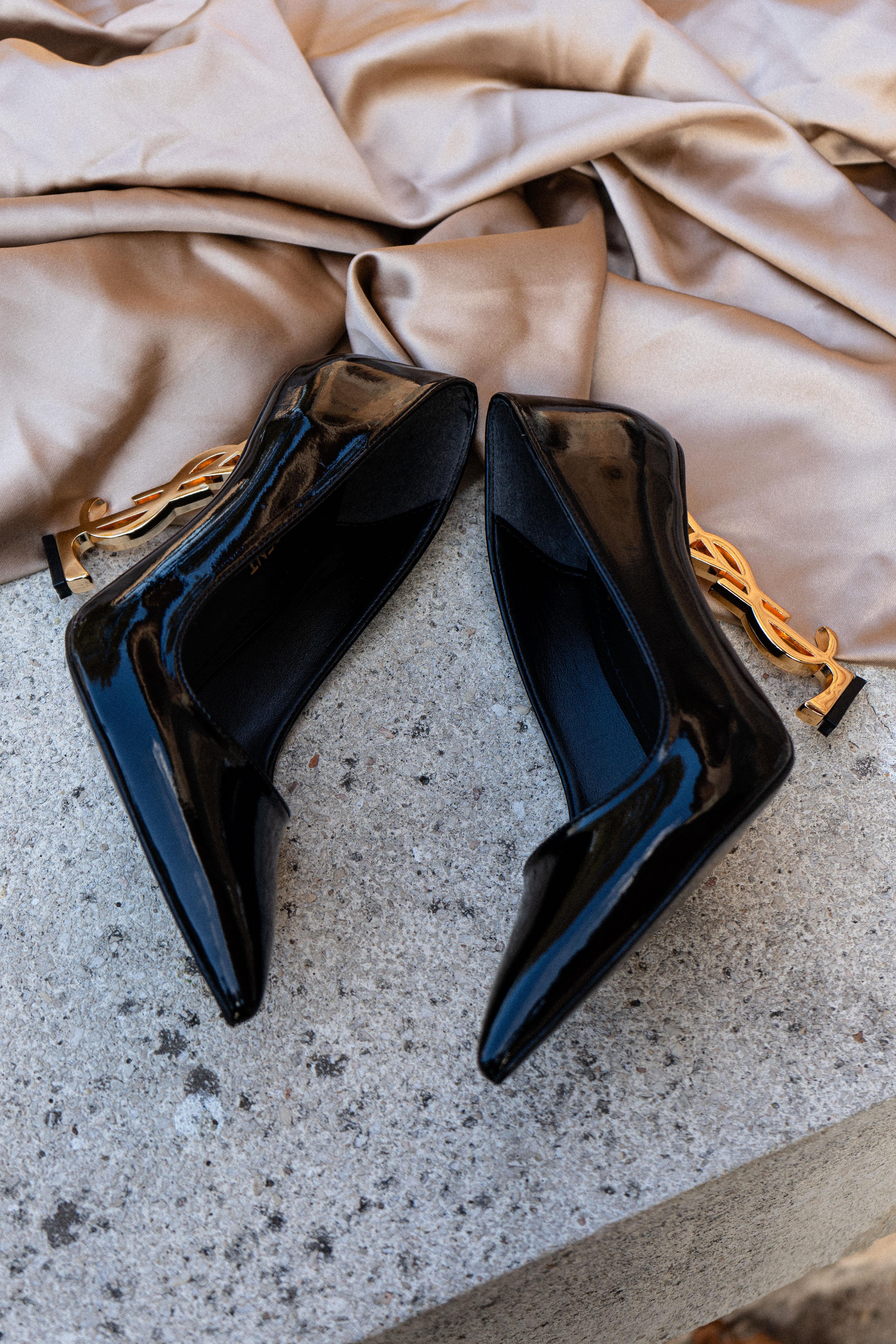 Orion Siyah Rugan Kadın Siyah Abiye Topuklu Ayakkabı - Kadın Siyah Stiletto 