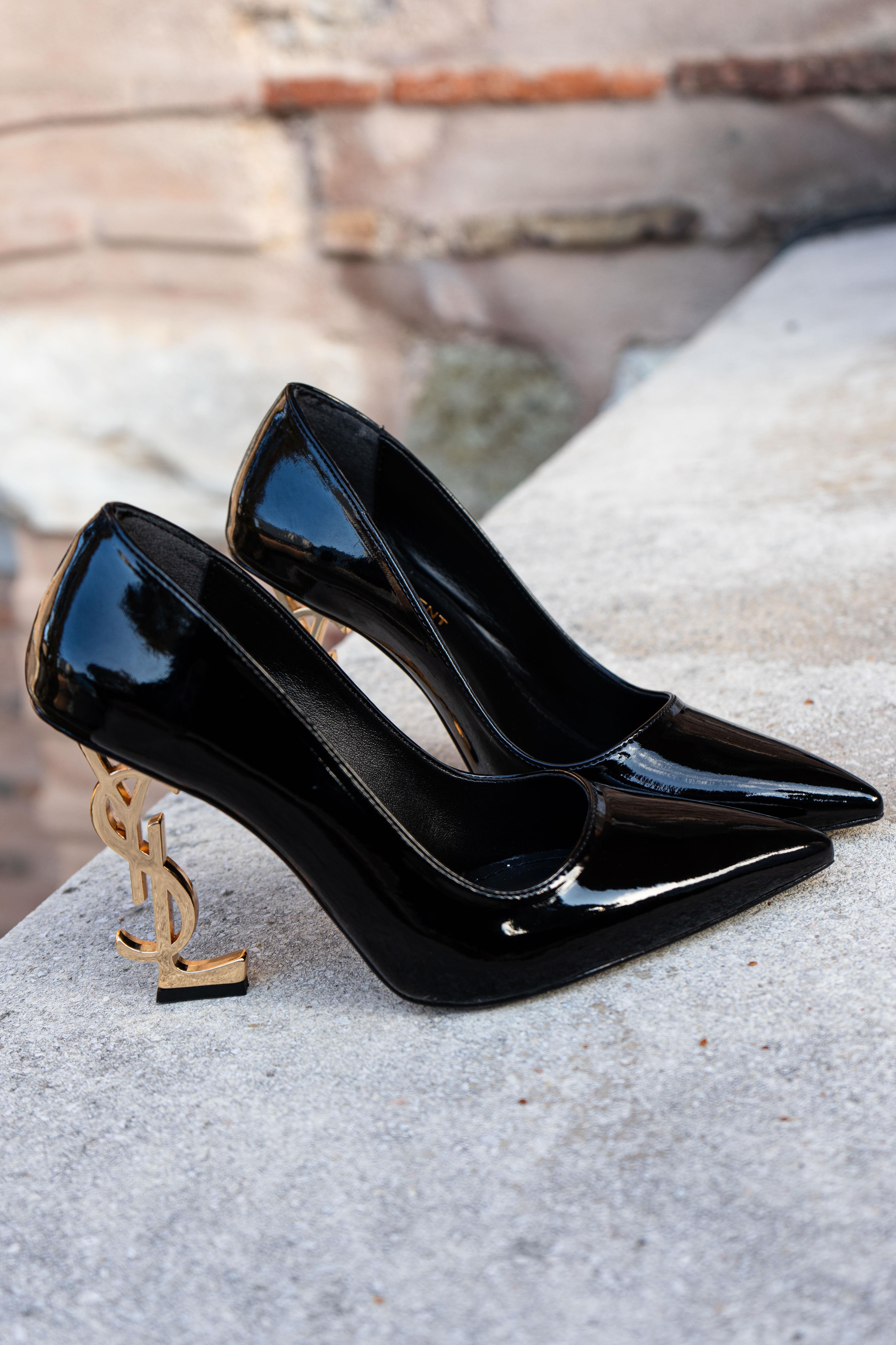 Orion Siyah Rugan Kadın Siyah Abiye Topuklu Ayakkabı - Kadın Siyah Stiletto 