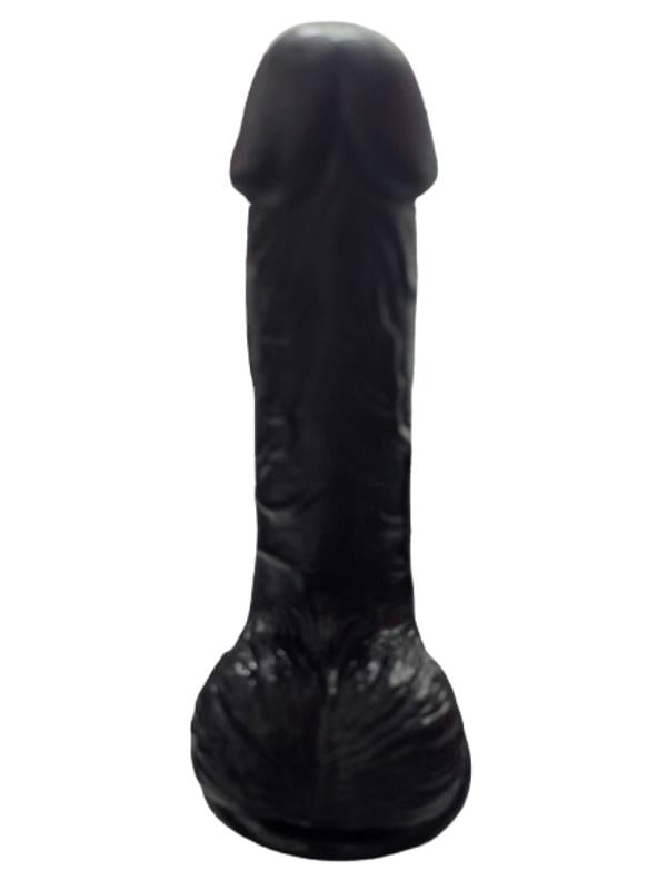 Gerçekçi Testisli Siyah Dildo 19 cm