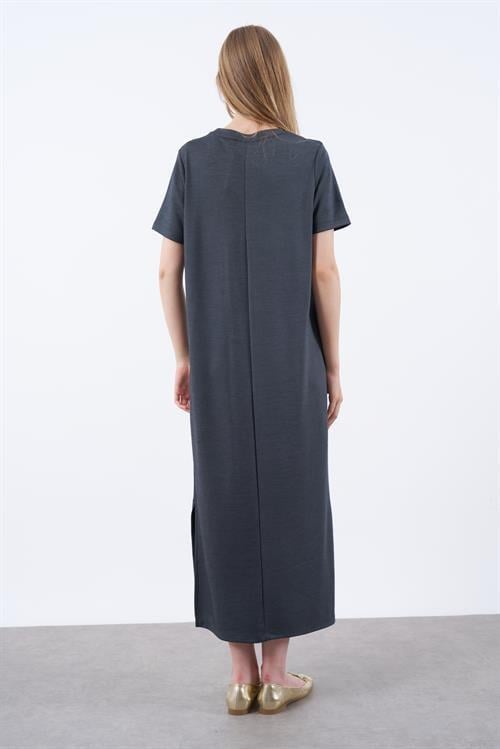 3144  PİKE ELBİSE FÜME